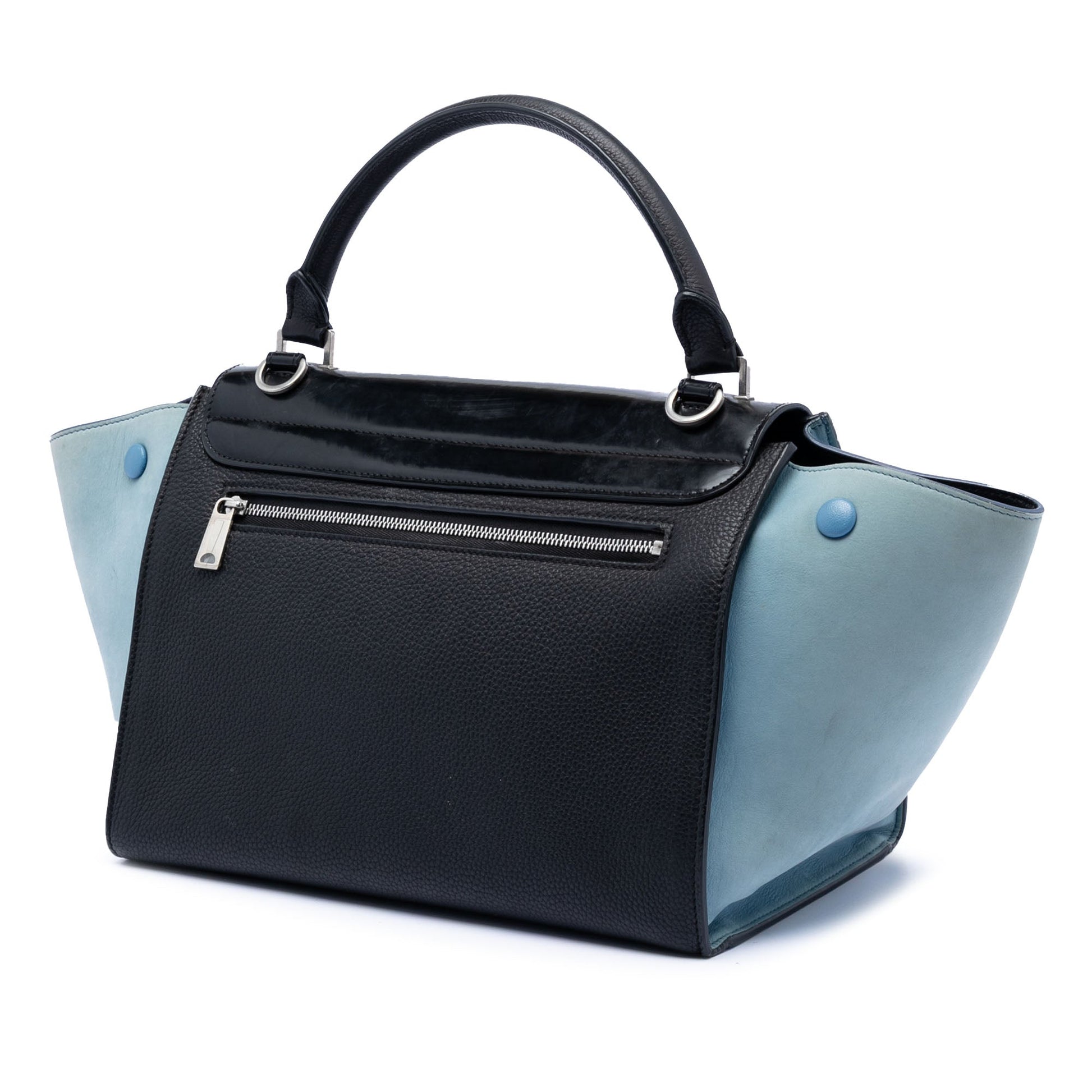 Celine Small Bicolor Leather Trapeze Satchel