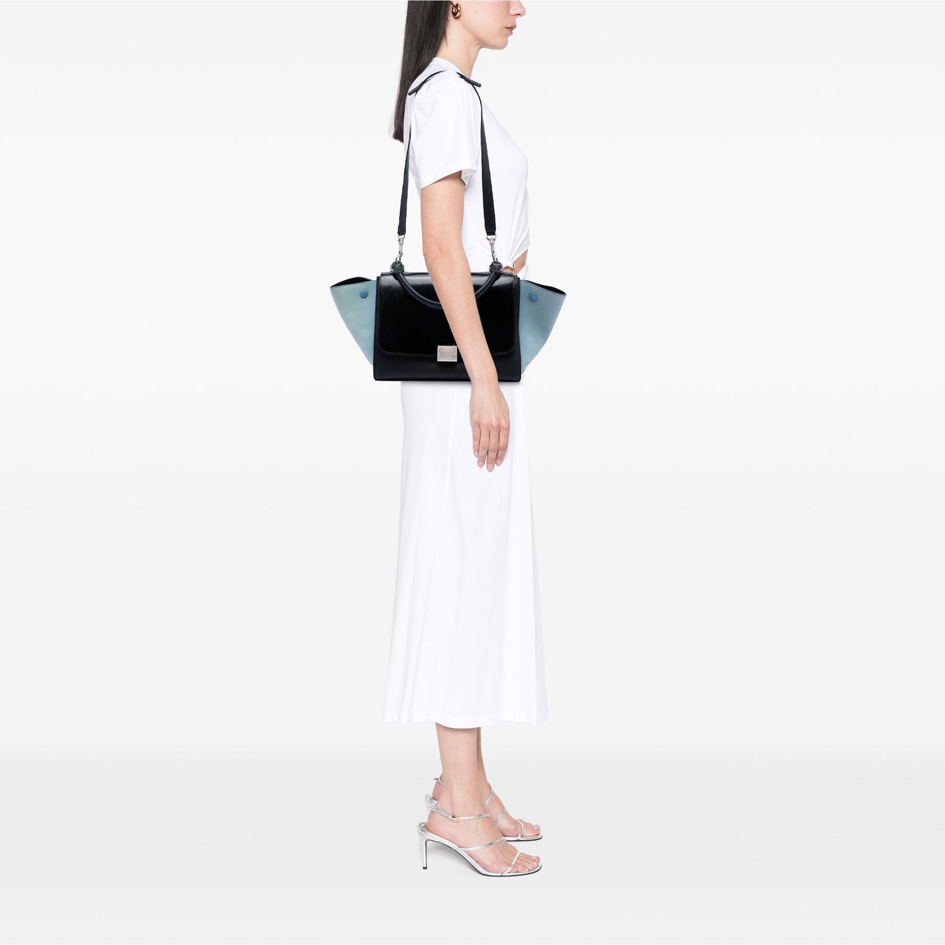 Celine Small Bicolor Leather Trapeze Satchel