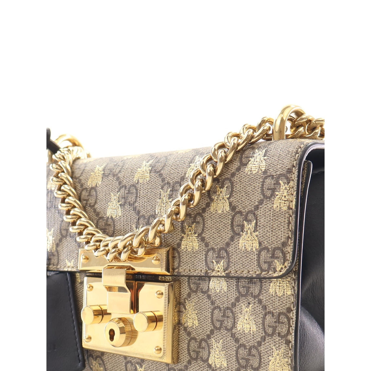 Gucci Small GG Supreme Bee Padlock Crossbody — Beige