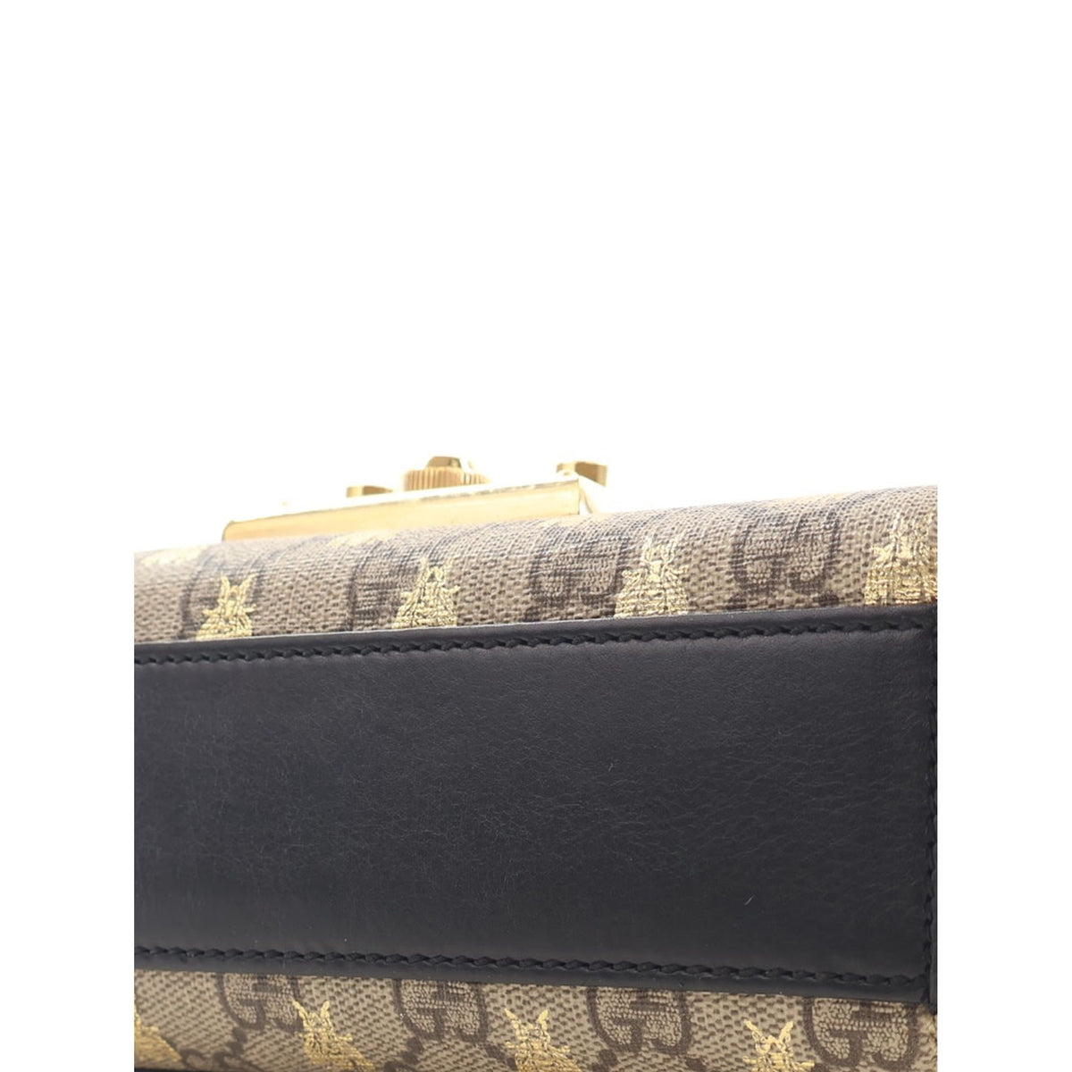 Gucci Small GG Supreme Bee Padlock Crossbody — Beige