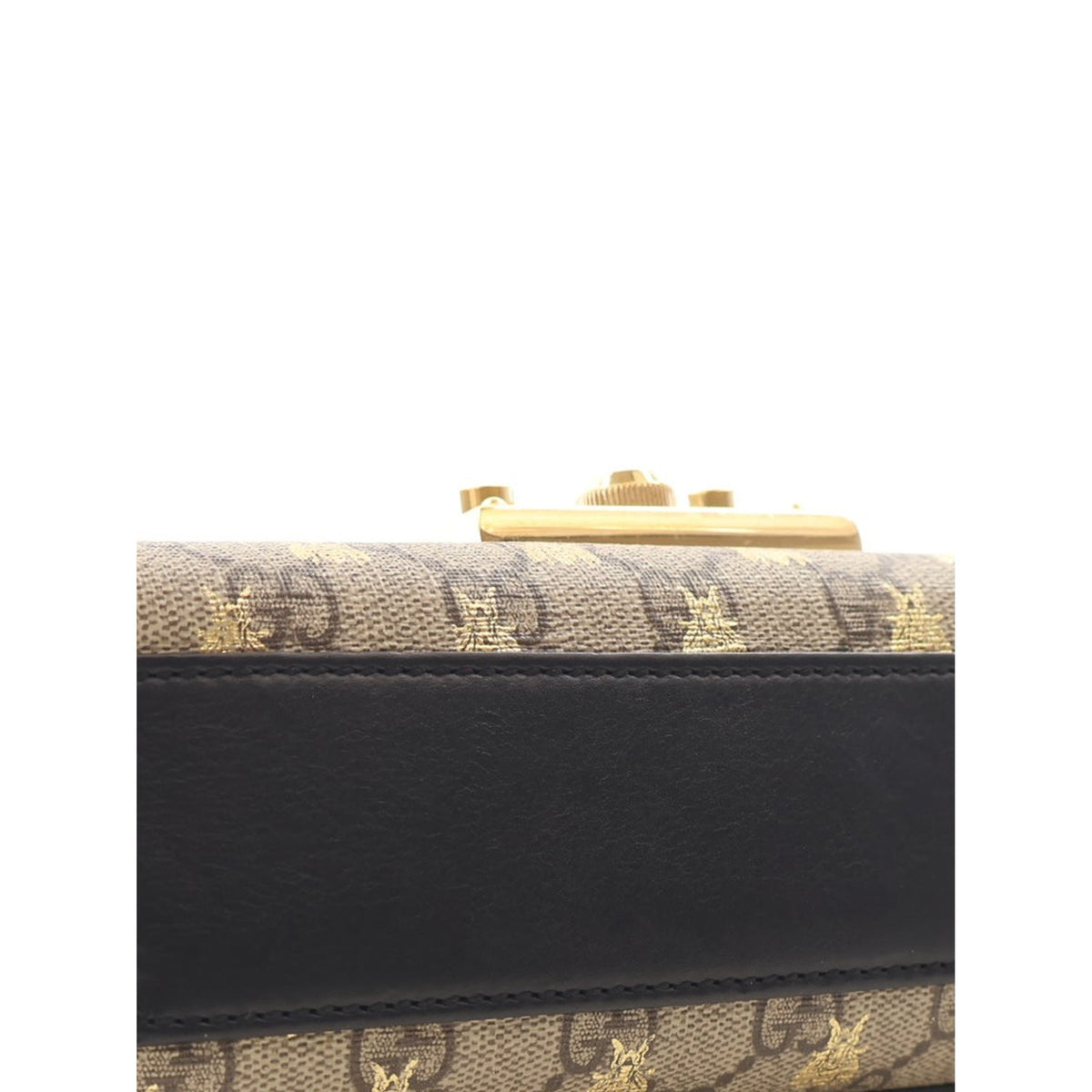 Gucci Small GG Supreme Bee Padlock Crossbody — Beige