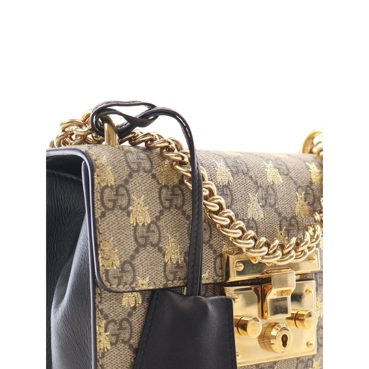 Gucci Small GG Supreme Bee Padlock Crossbody — Beige