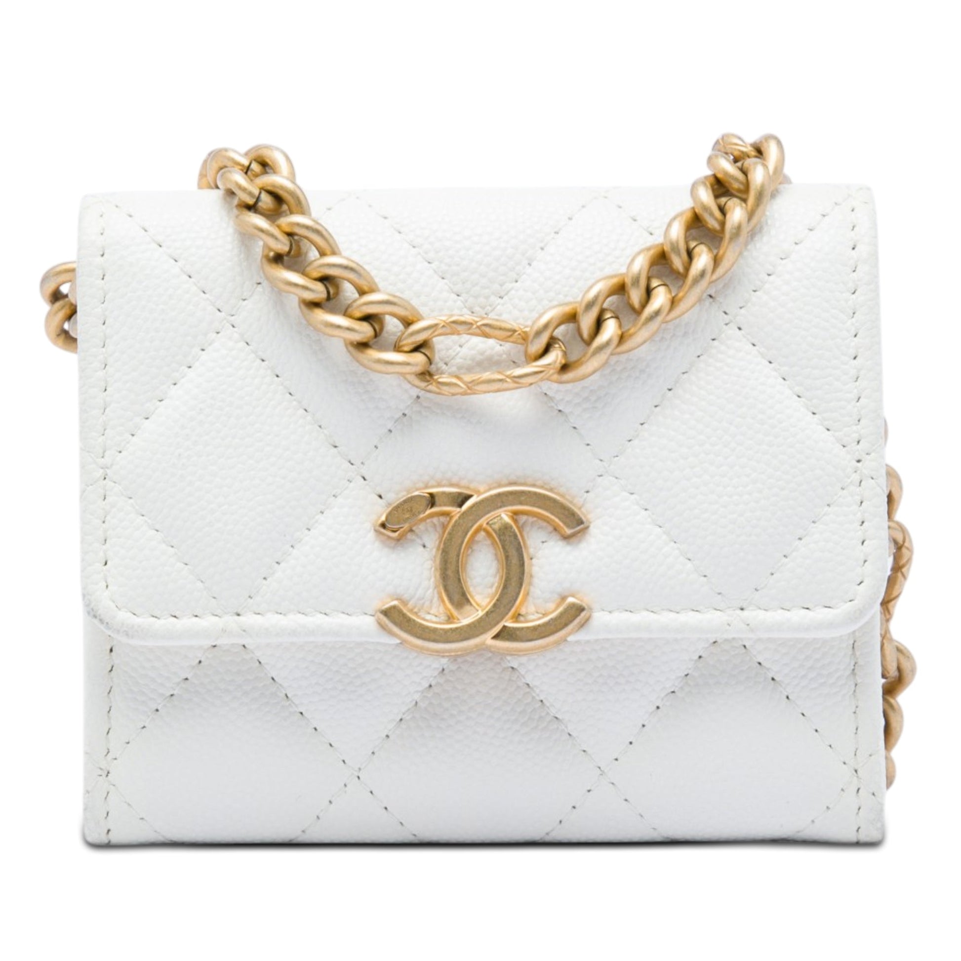 Chanel Quilted Caviar Card Holder on Chain