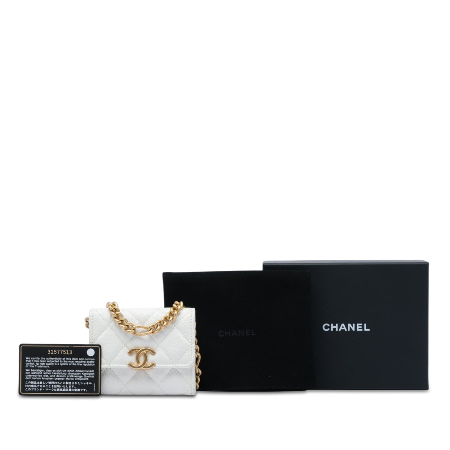 Chanel Quilted Caviar Card Holder on Chain