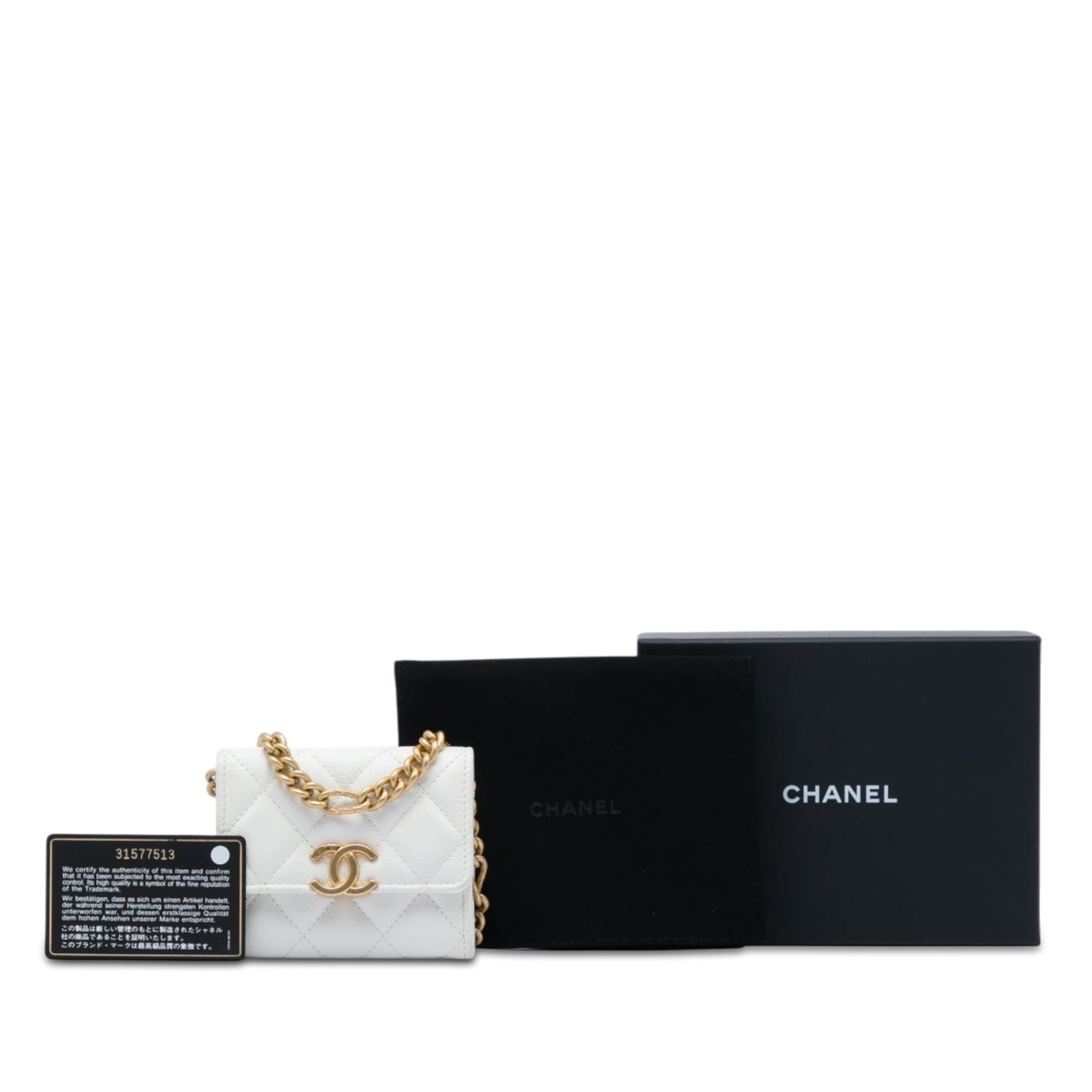 Chanel Quilted Caviar Card Holder on Chain