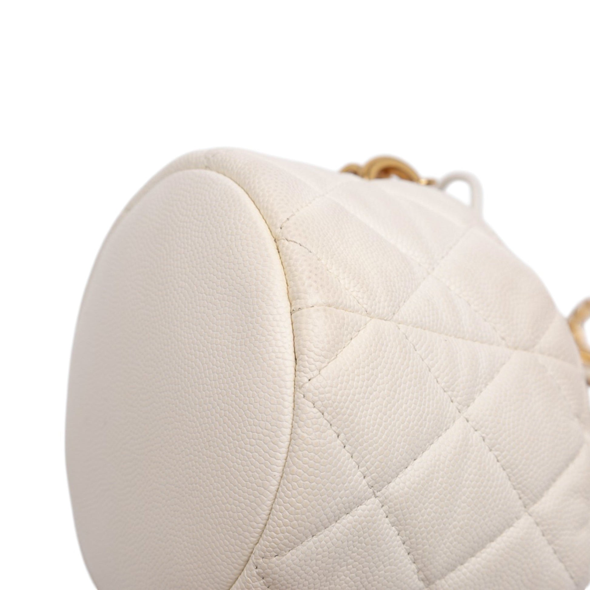 Chanel Mini Quilted Caviar Twist Your Buttons Drawstring Bucket Bag