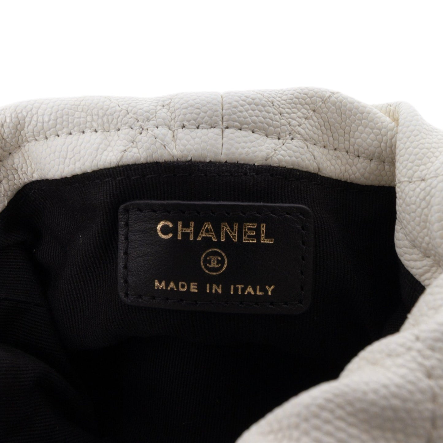 Chanel Mini Quilted Caviar Twist Your Buttons Drawstring Bucket Bag