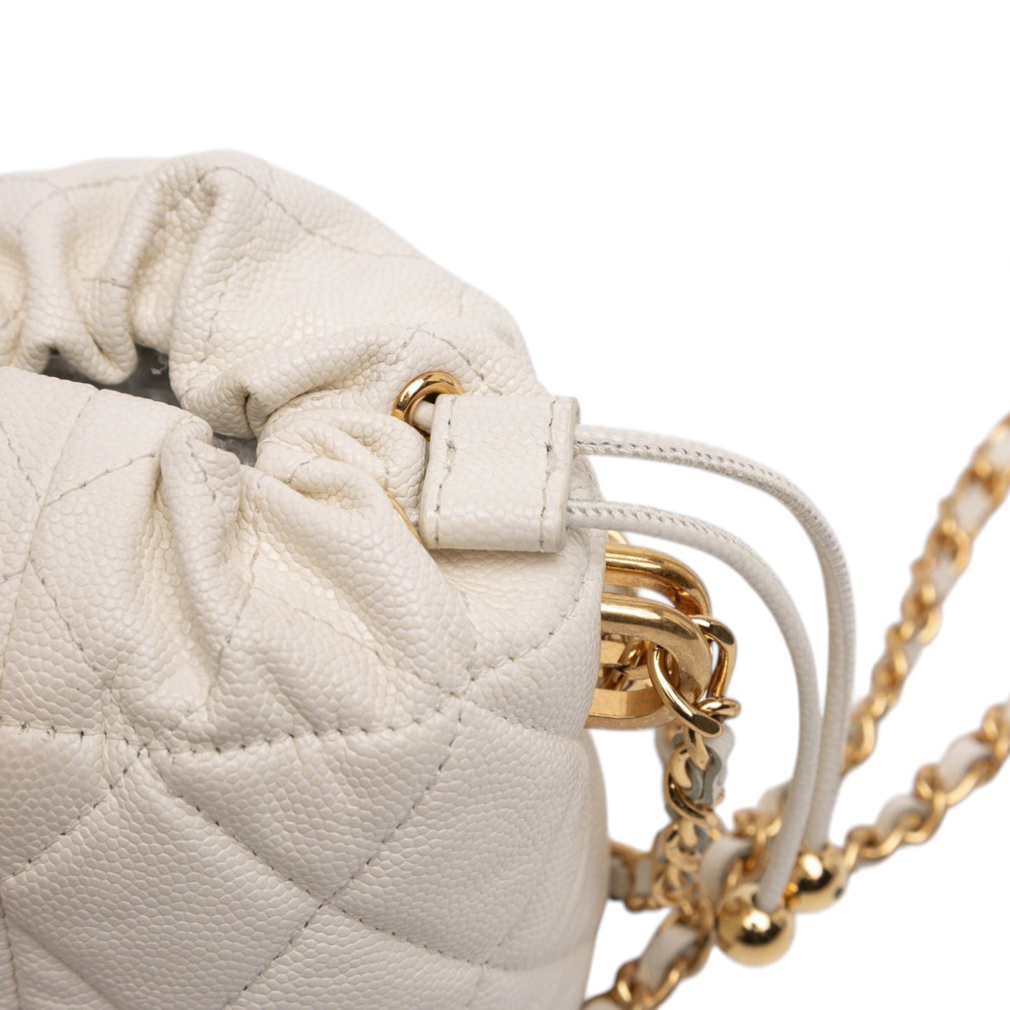 Chanel Mini Quilted Caviar Twist Your Buttons Drawstring Bucket Bag