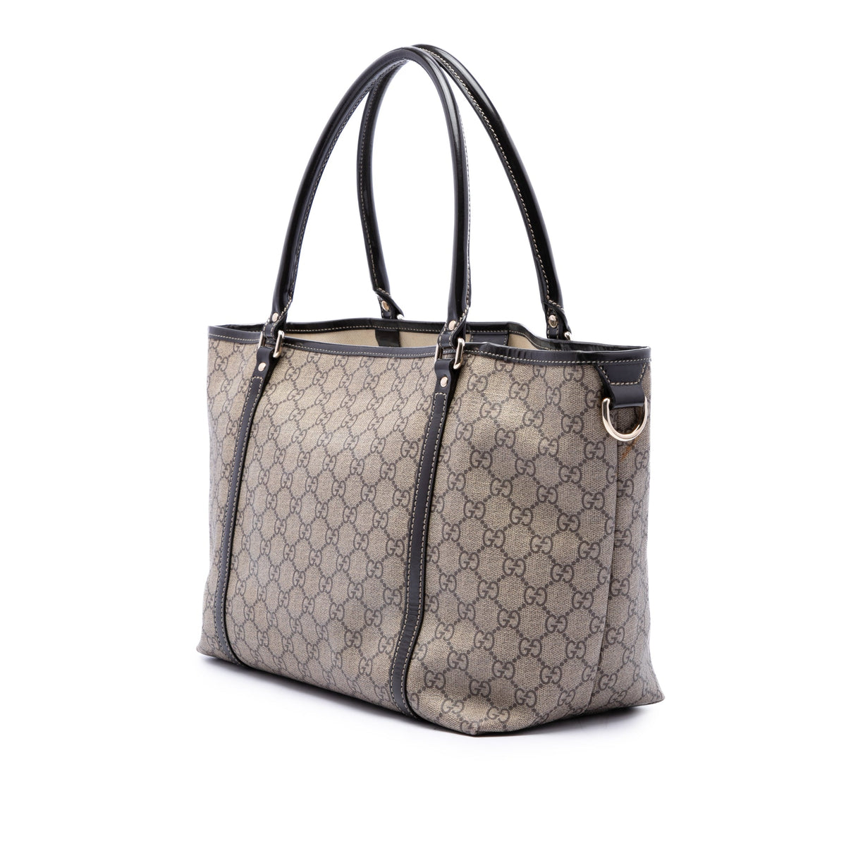 Gucci Medium GG Supreme Tattoo Heart Joy Tote — Beige