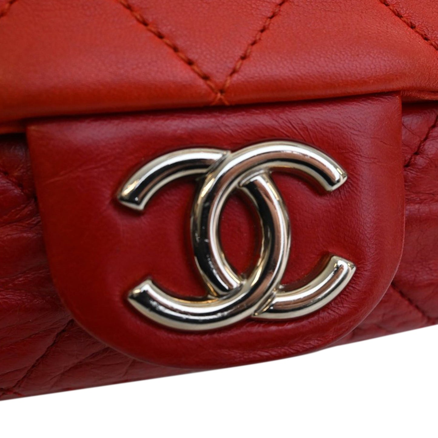 Medium Bicolor Lambskin and Calfskin CC Chain Flap