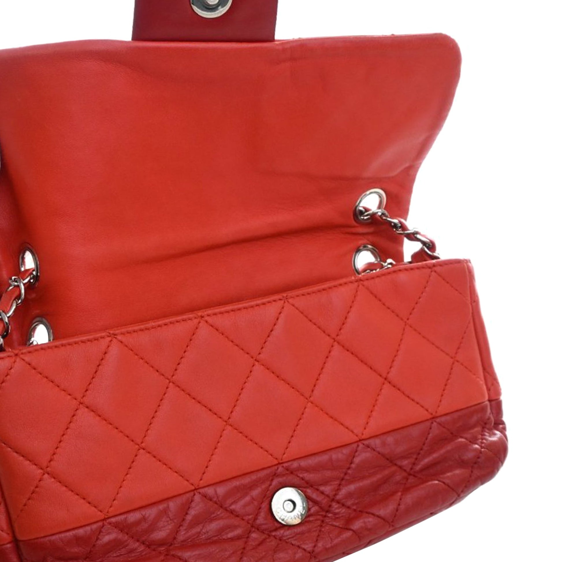 Medium Bicolor Lambskin and Calfskin CC Chain Flap