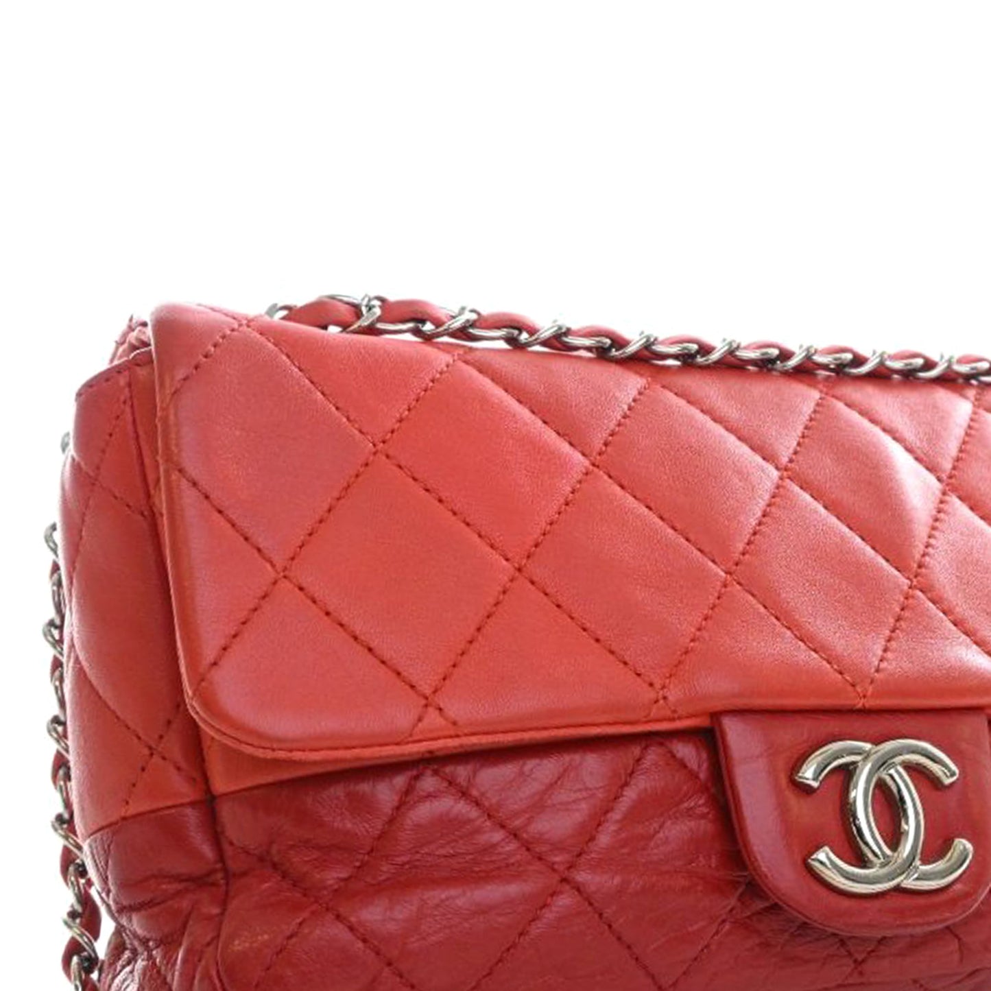 Medium Bicolor Lambskin and Calfskin CC Chain Flap