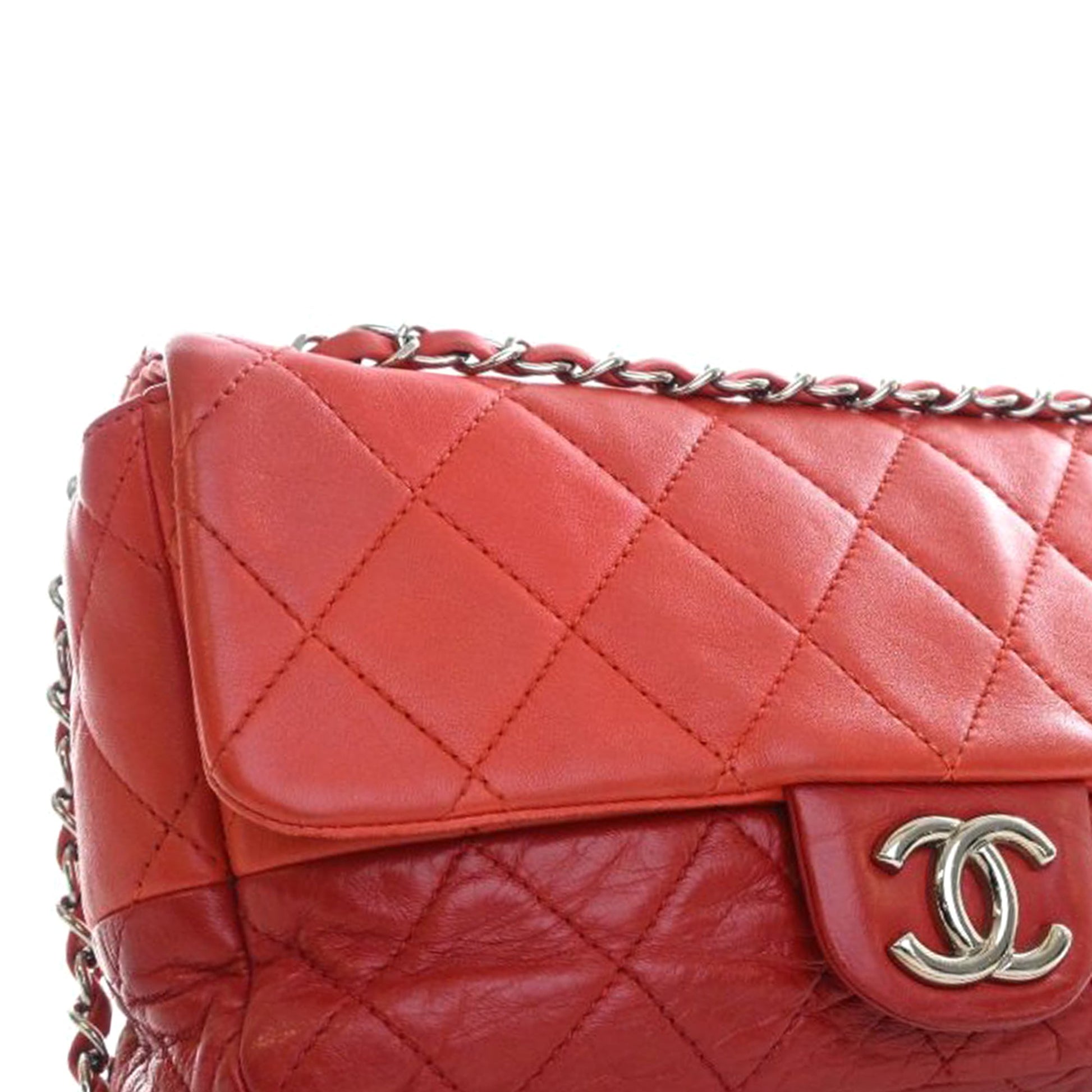 Medium Bicolor Lambskin and Calfskin CC Chain Flap
