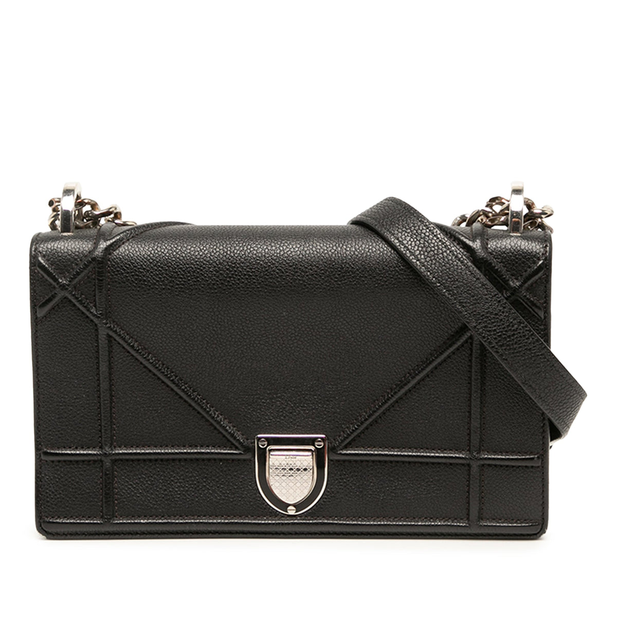 Dior Medium Grained Calfskin Diorama Flap — Black