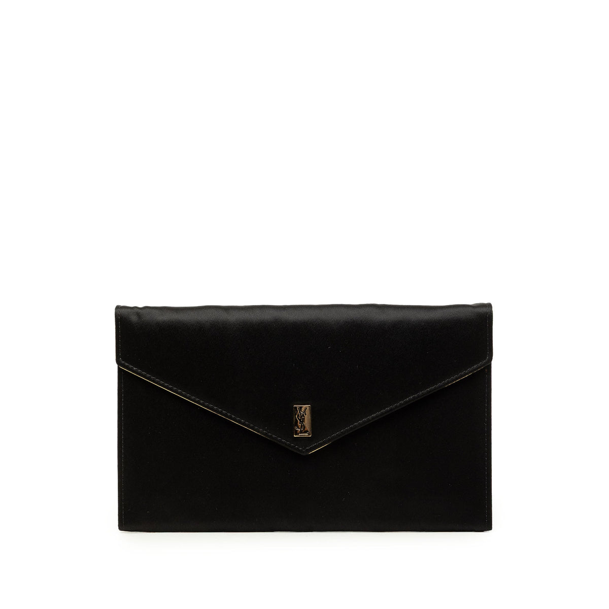 Saint Laurent Satin Envelope Clutch — Black