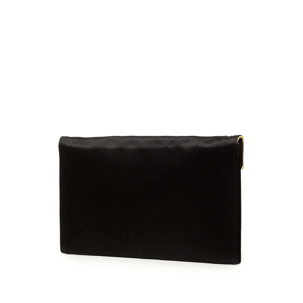 Saint Laurent Satin Envelope Clutch — Black