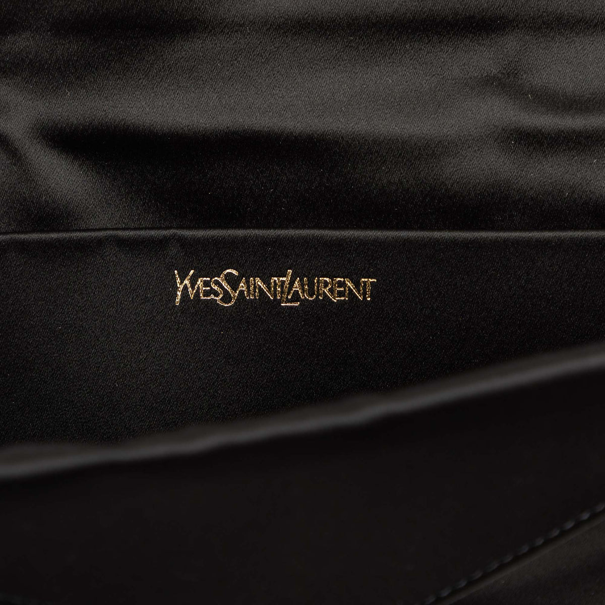 Saint Laurent Satin Envelope Clutch — Black