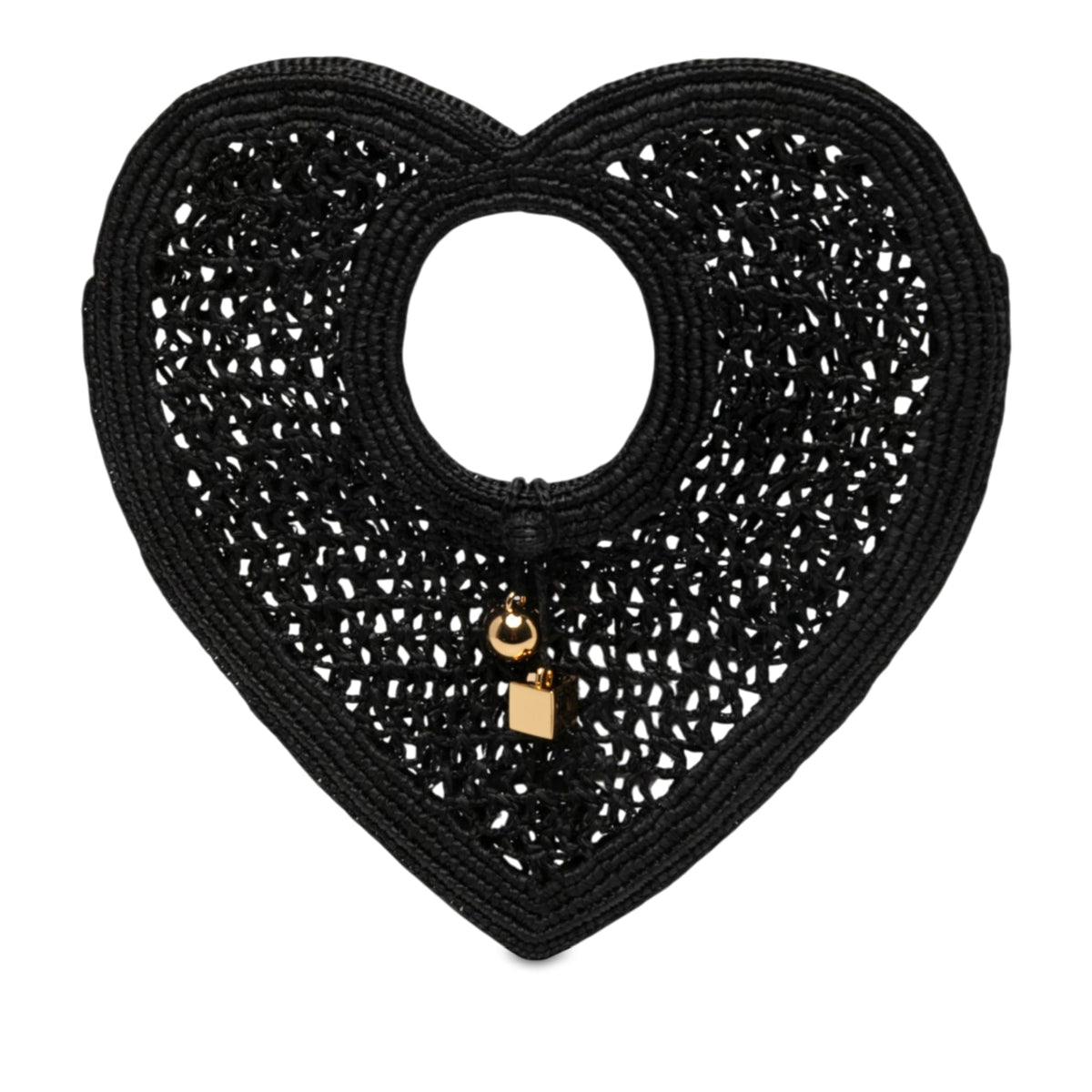 Jacquemus Raffia Le Spiaggia Coeur Handbag — Black