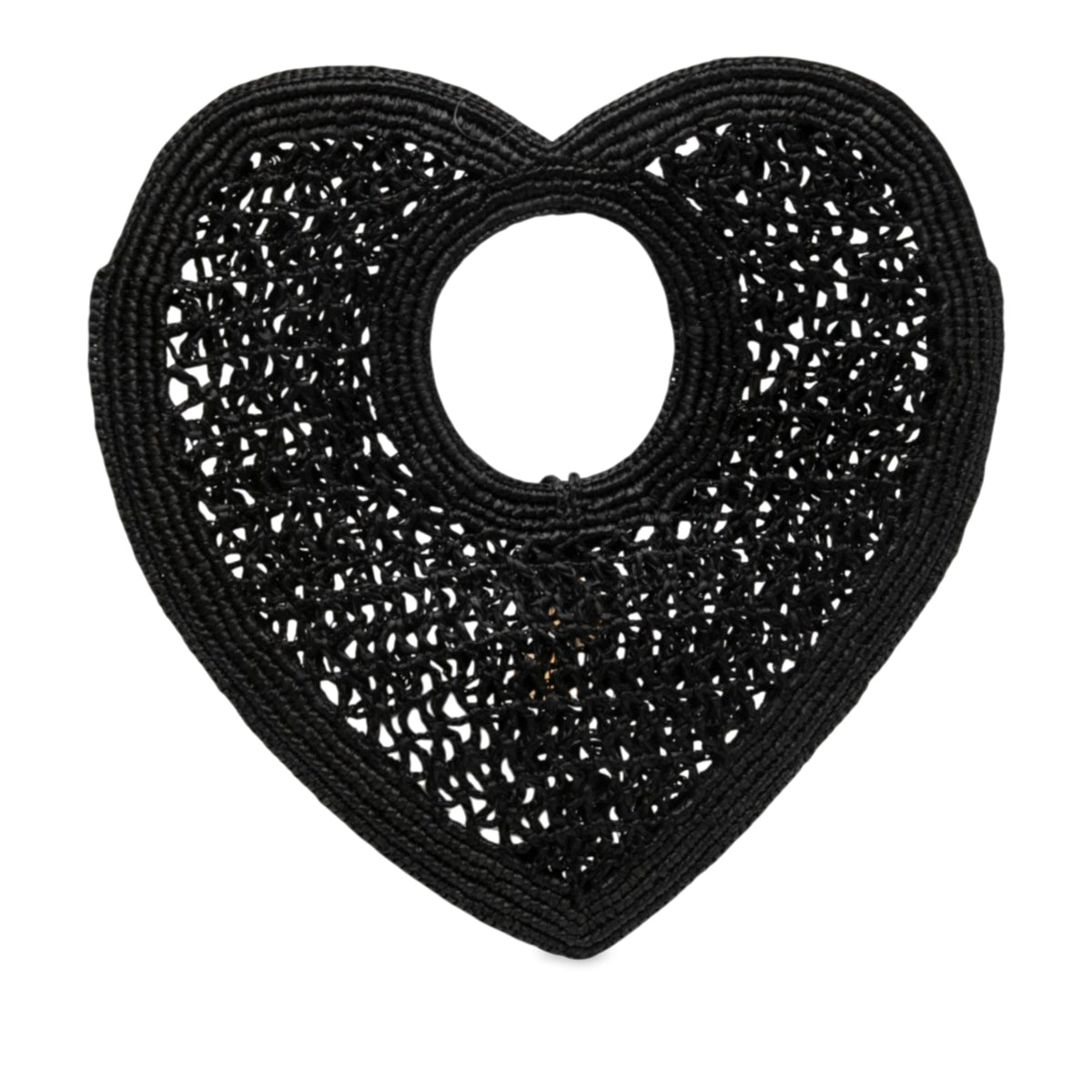 Jacquemus Raffia Le Spiaggia Coeur Handbag — Black
