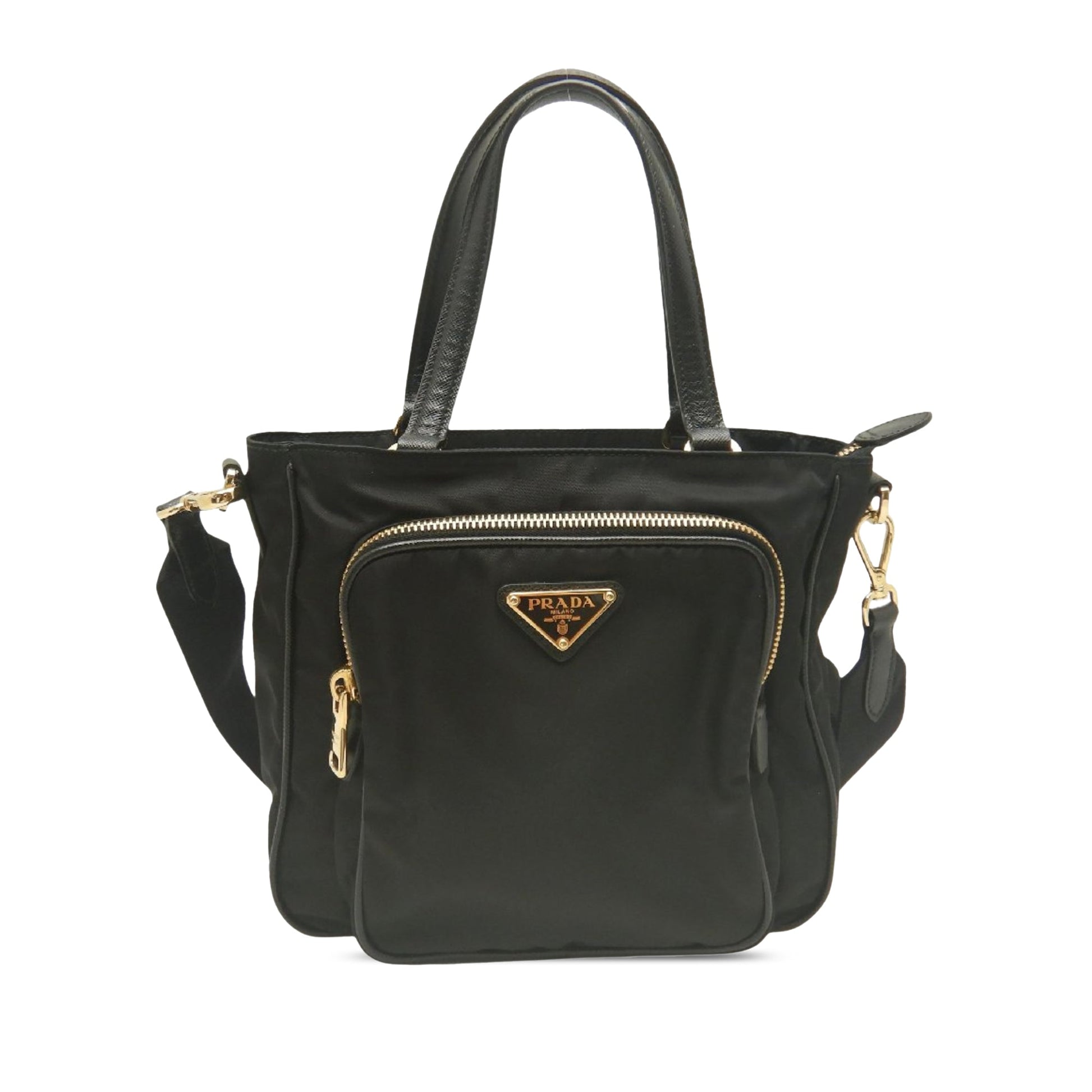 Prada Saffiano Trimmed Tessuto Satchel