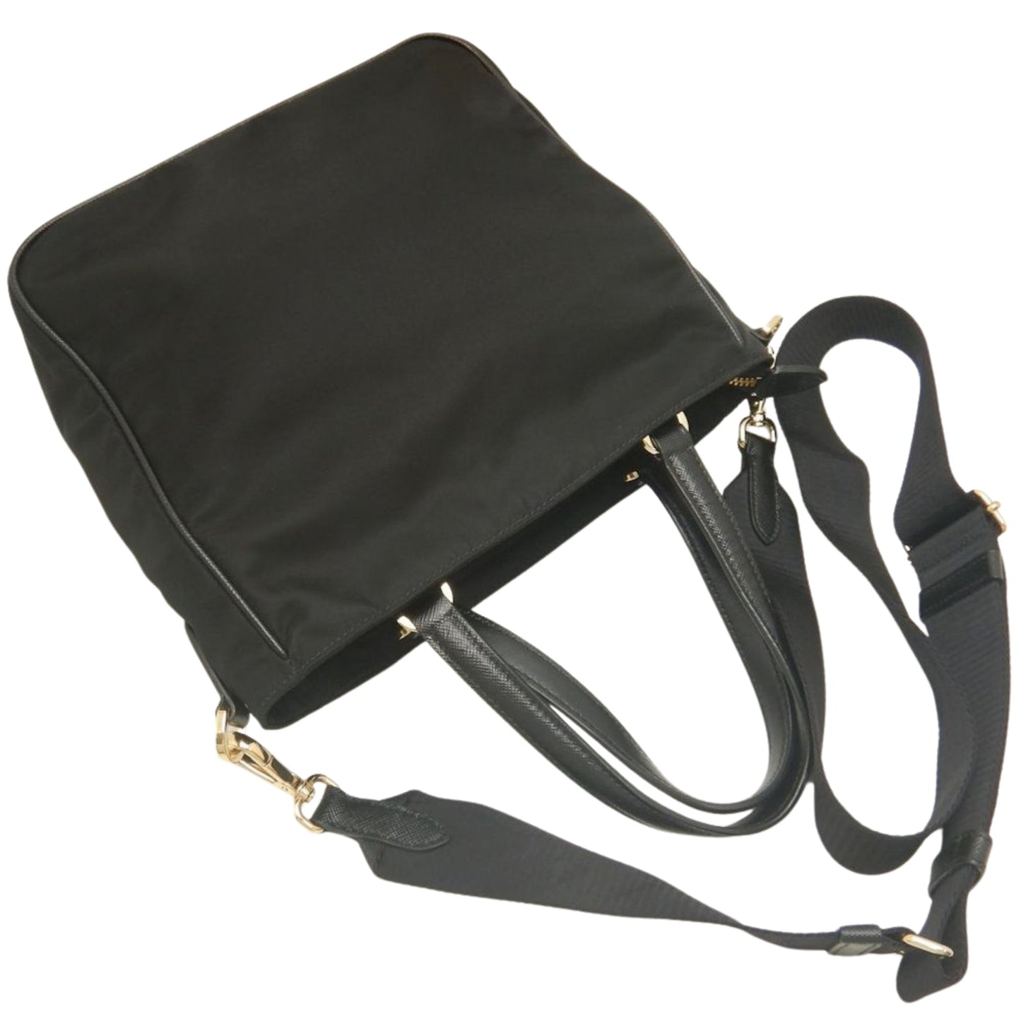 Prada Saffiano Trimmed Tessuto Satchel