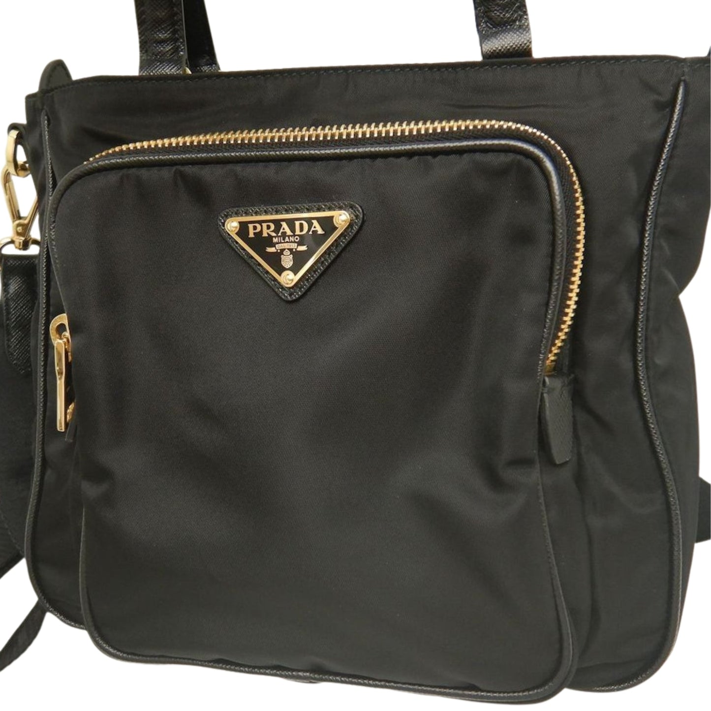 Prada Saffiano Trimmed Tessuto Satchel