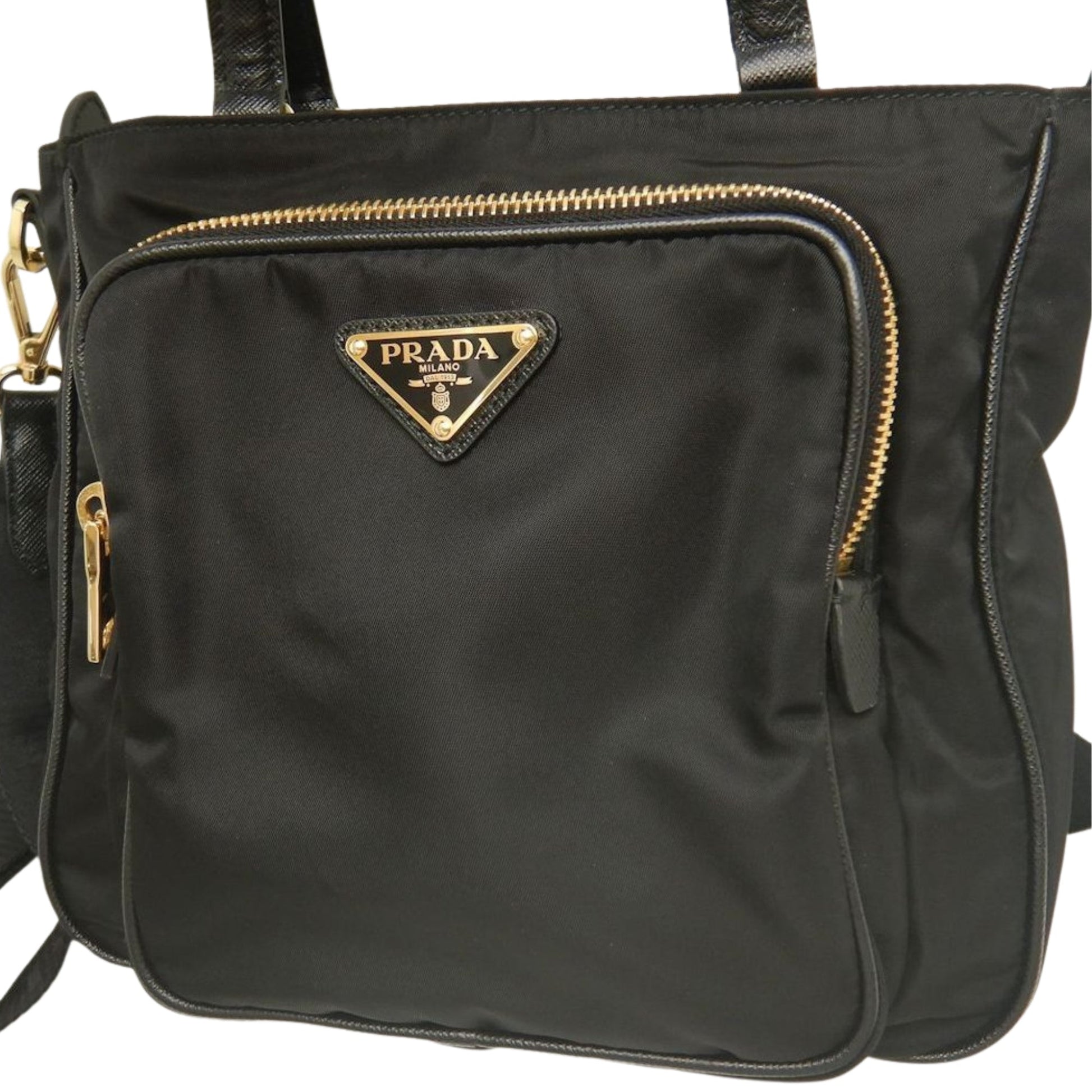 Prada Saffiano Trimmed Tessuto Satchel