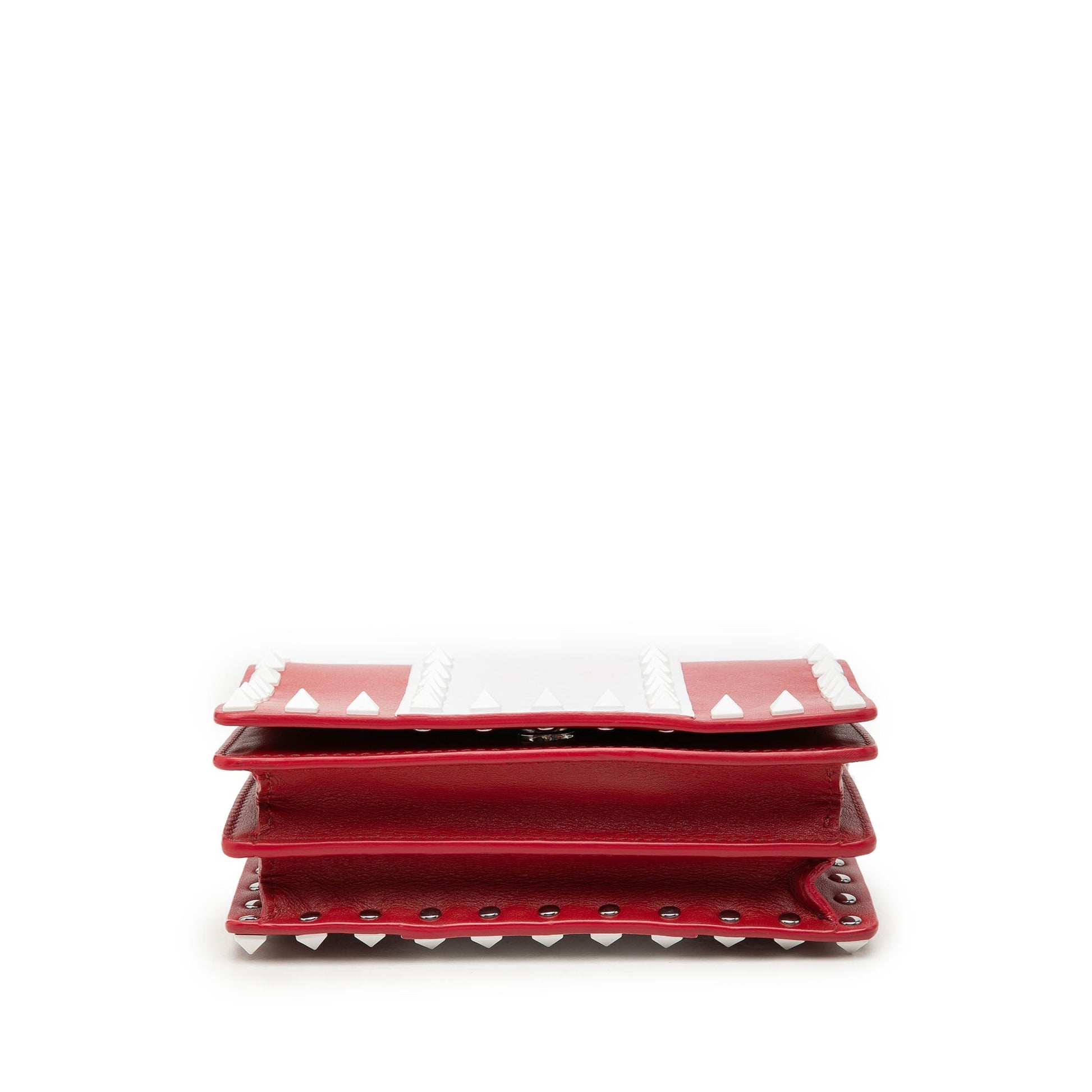 Valentino Leather Colorblock Rockstud Wallet On Chain