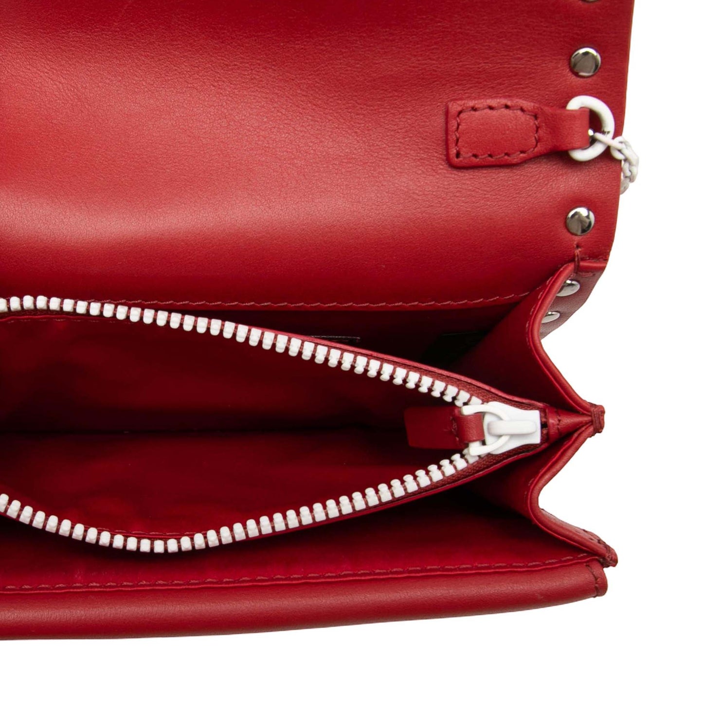 Valentino Leather Colorblock Rockstud Wallet On Chain
