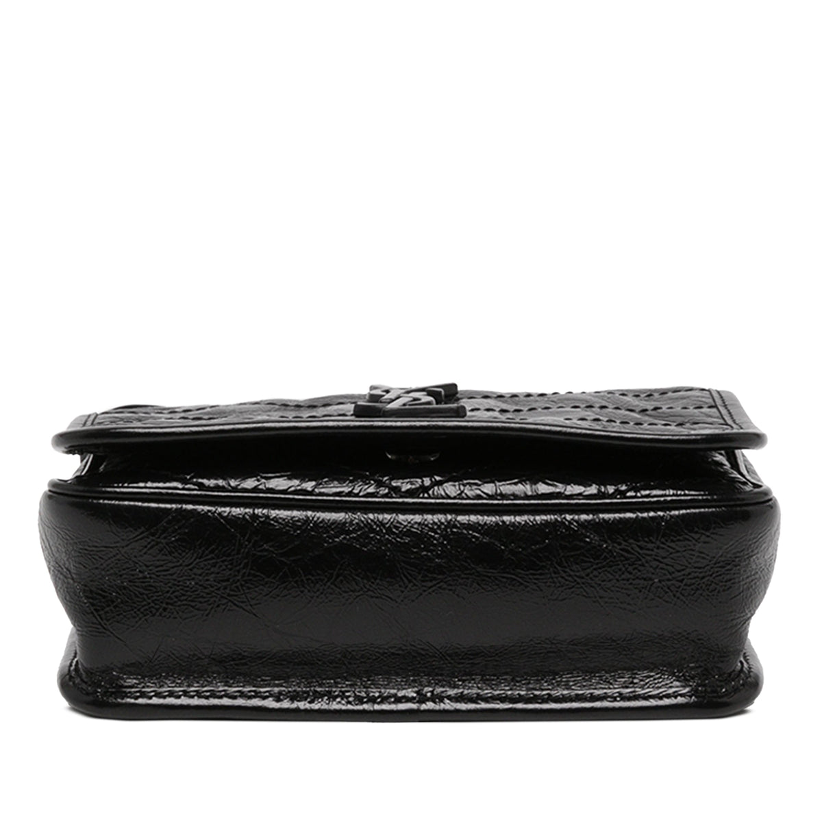 Saint Laurent Crinkled Calfskin Niki Wallet on Chain — Black