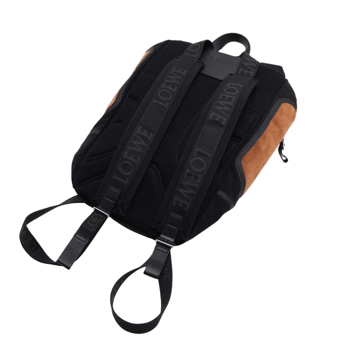 LOEWE Suede and Canvas Flex Roll Top Backpack — Black