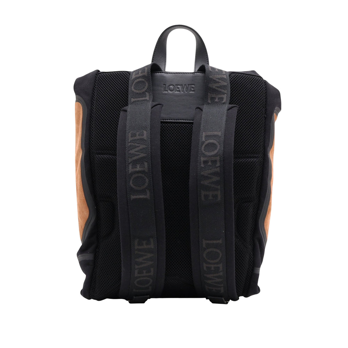 LOEWE Suede and Canvas Flex Roll Top Backpack — Black