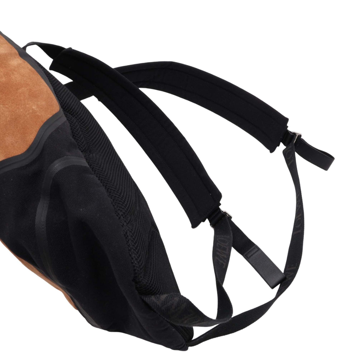 LOEWE Suede and Canvas Flex Roll Top Backpack — Black