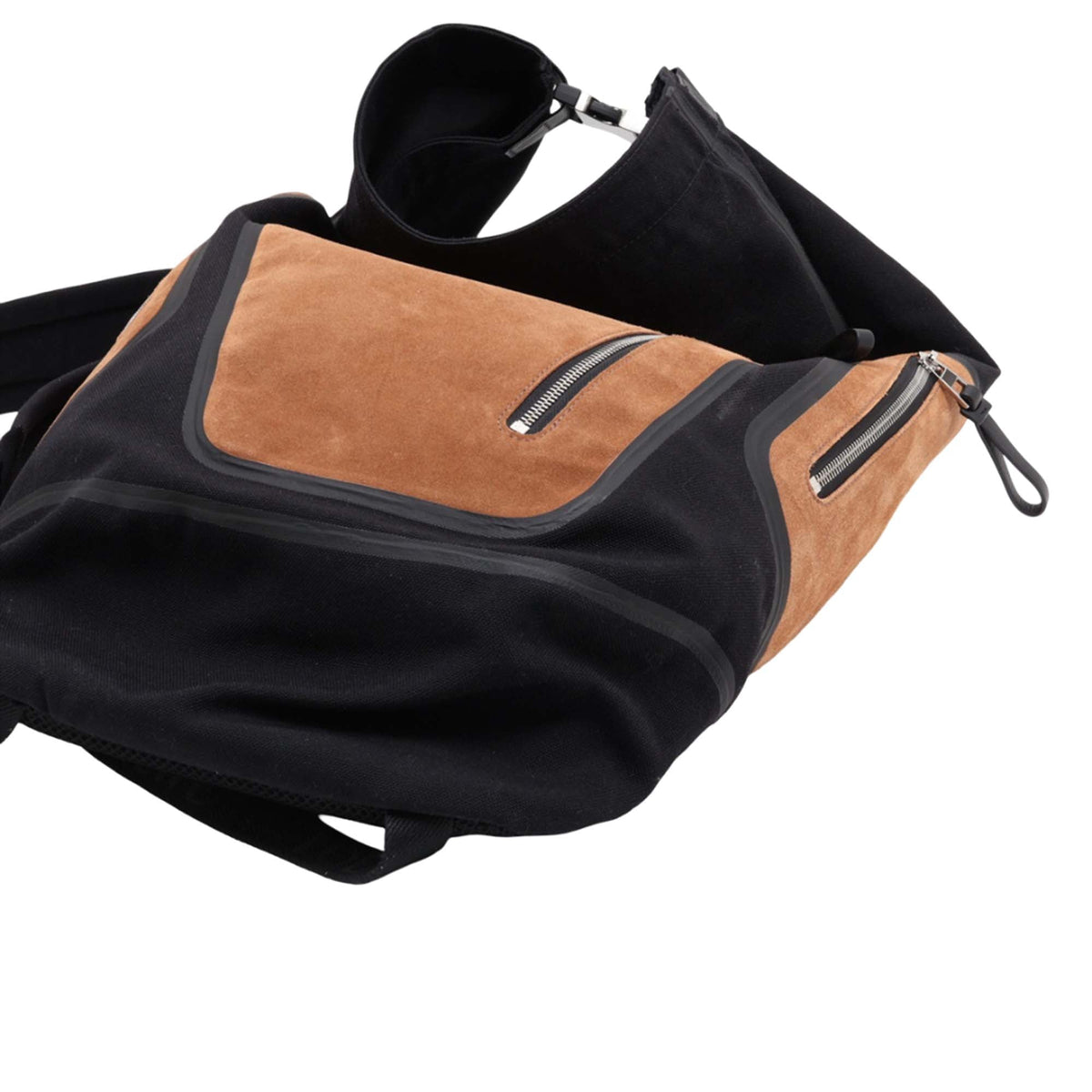 LOEWE Suede and Canvas Flex Roll Top Backpack — Black