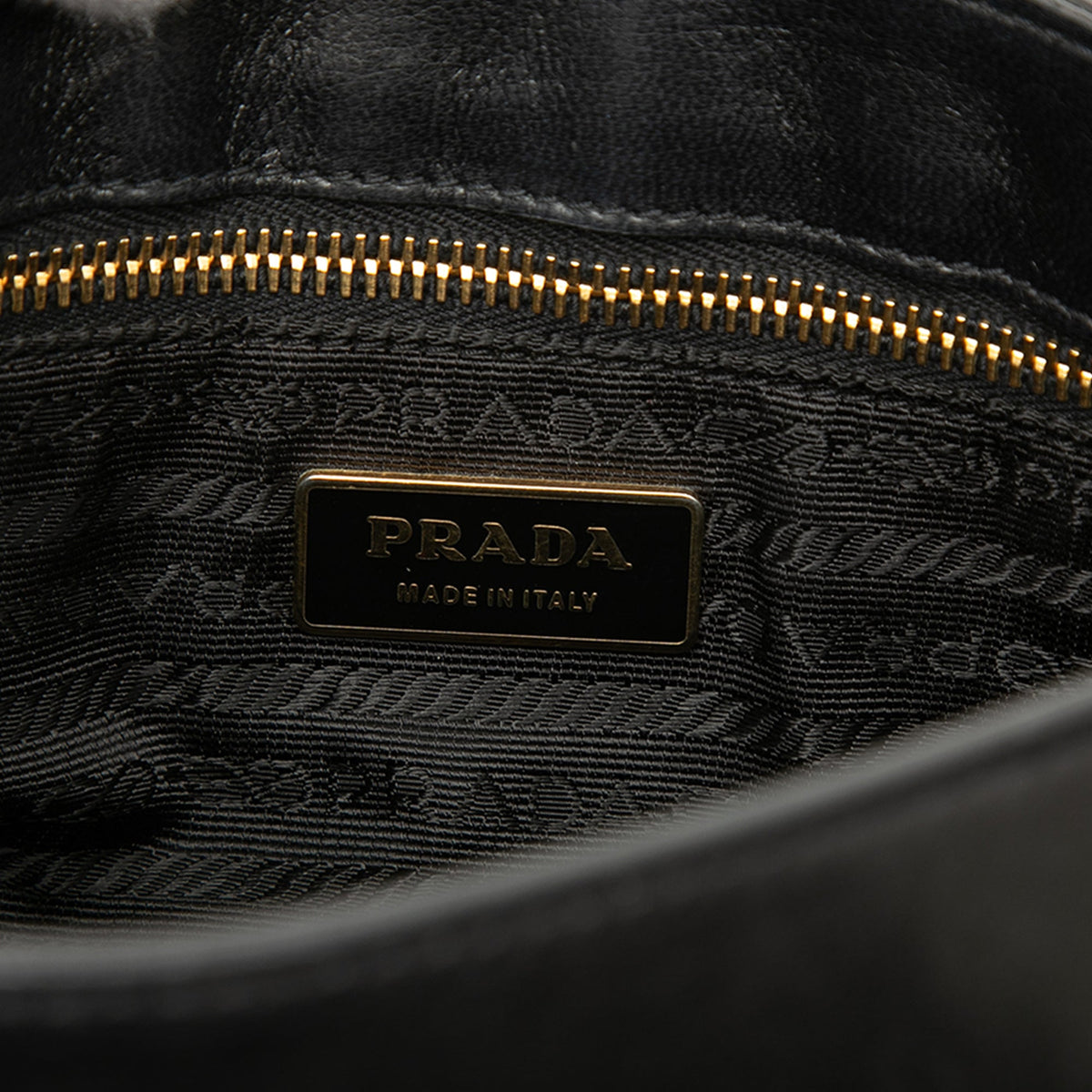 Prada City Calf Sound Lock Shoulder Bag — Black