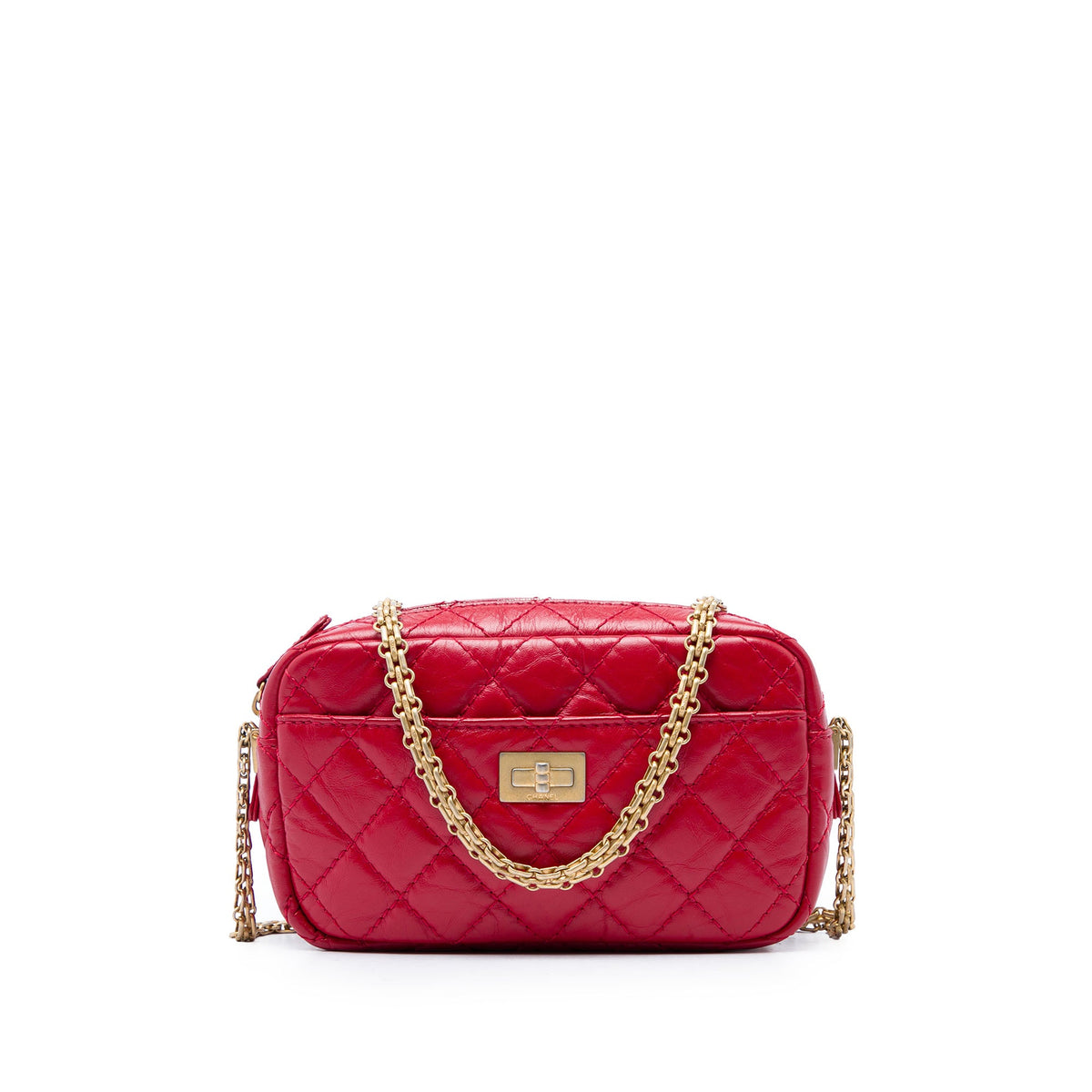 Chanel Mini Quilted Aged Calfskin Reissue Camera Bag — Red