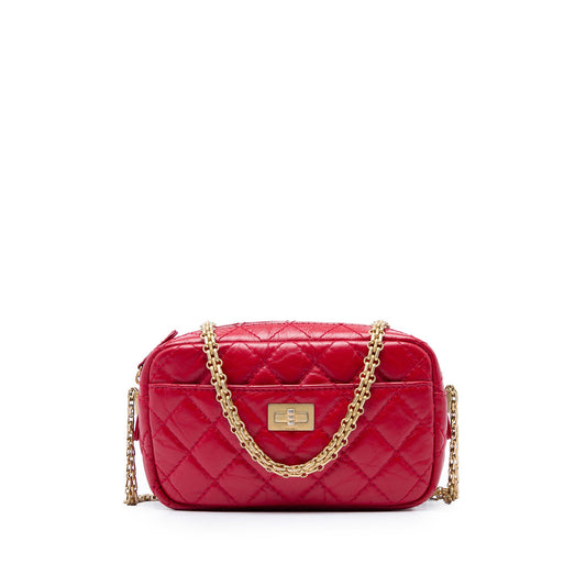 Chanel Mini Quilted Aged Calfskin Reissue Camera Bag — Red