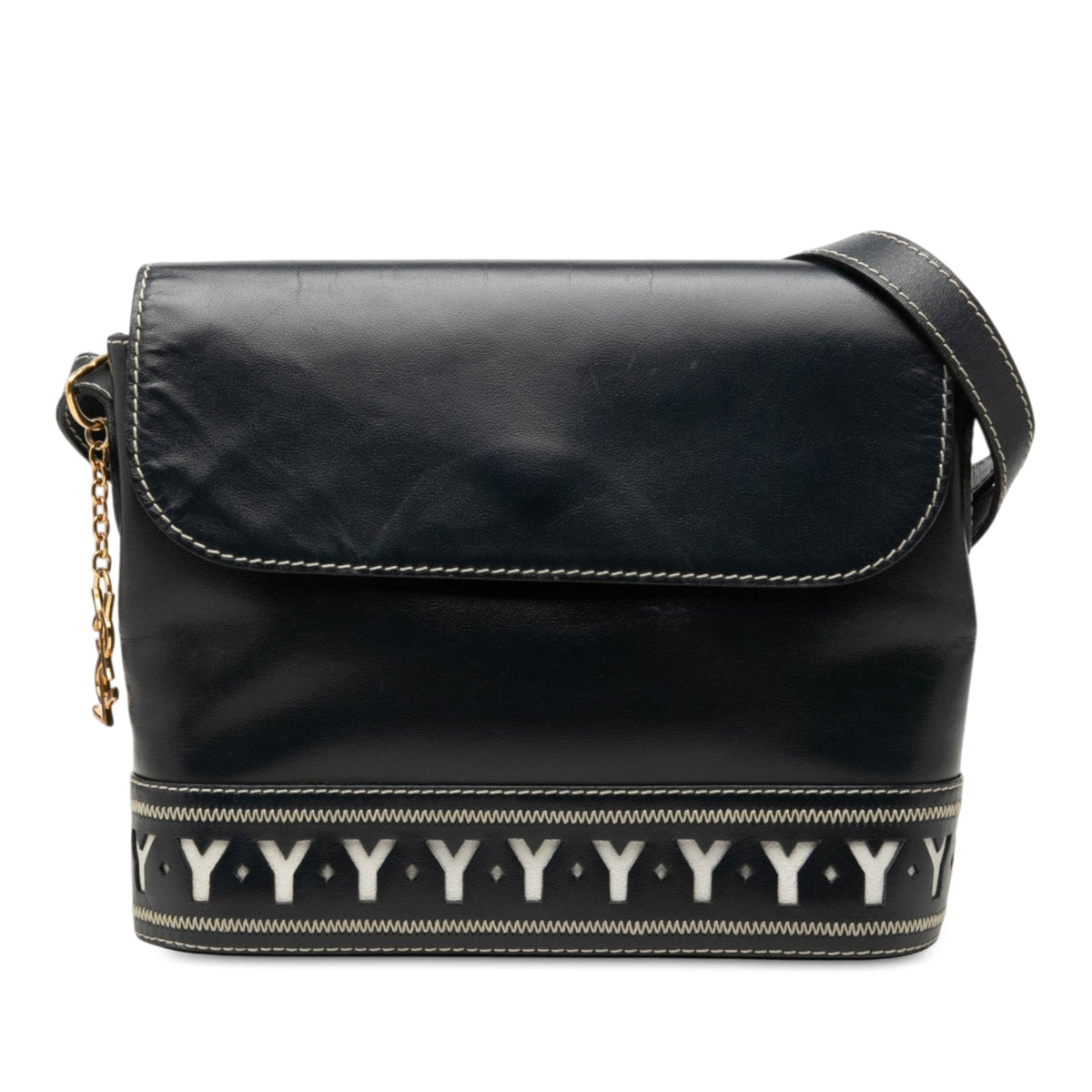 Saint Laurent Leather Y Cutout Flap Crossbody