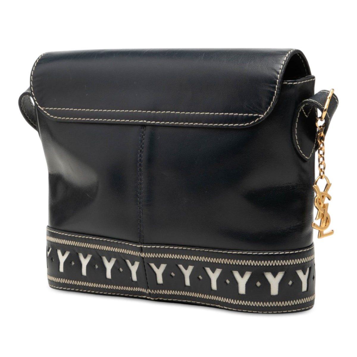 Saint Laurent Leather Y Cutout Flap Crossbody