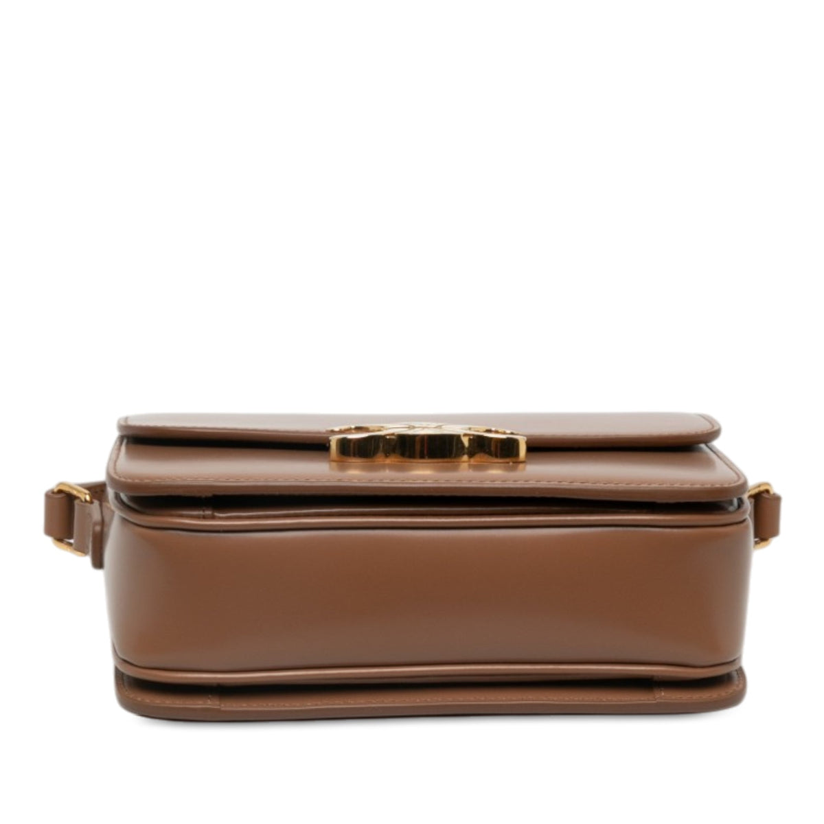 Celine Teen Shiny Calfskin Triomphe Crossbody — Brown