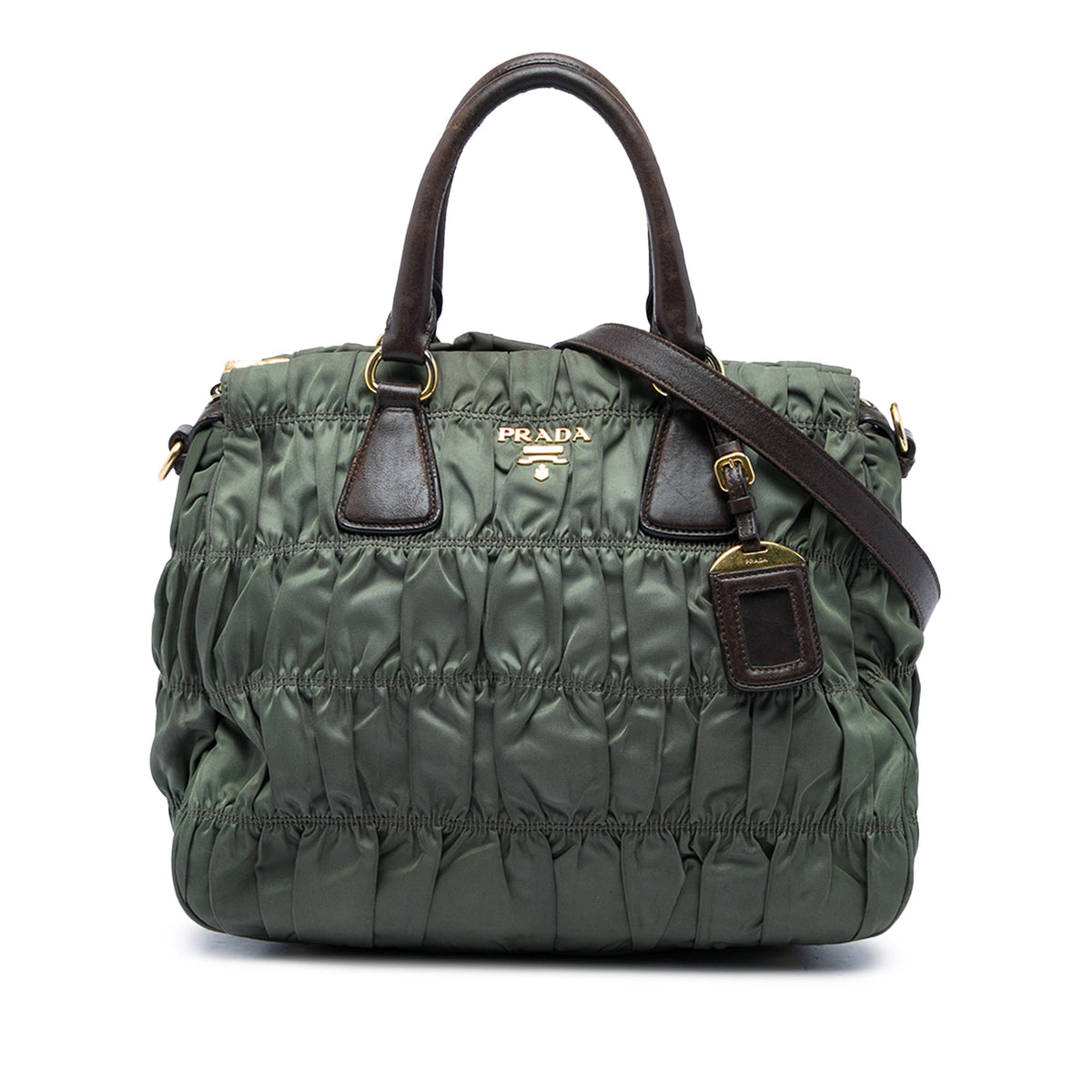 Prada Tessuto Gaufre Satchel — Green