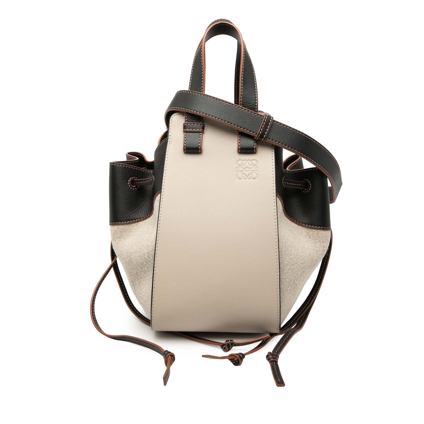 LOEWE Small Leather and Canvas Hammock Bag