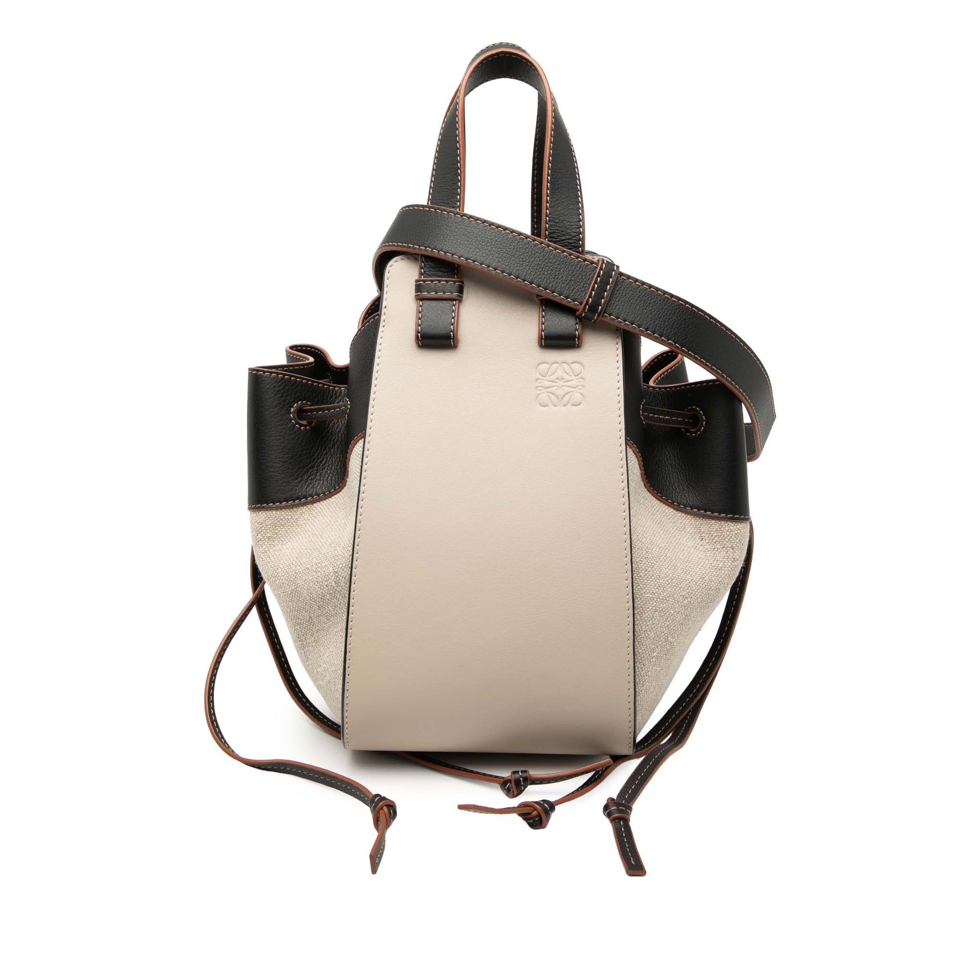 LOEWE Small Leather and Canvas Hammock Bag
