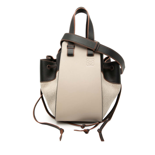 LOEWE Small Leather and Canvas Hammock Bag