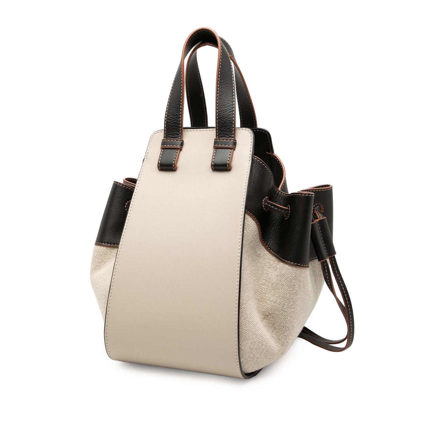 LOEWE Small Leather and Canvas Hammock Bag