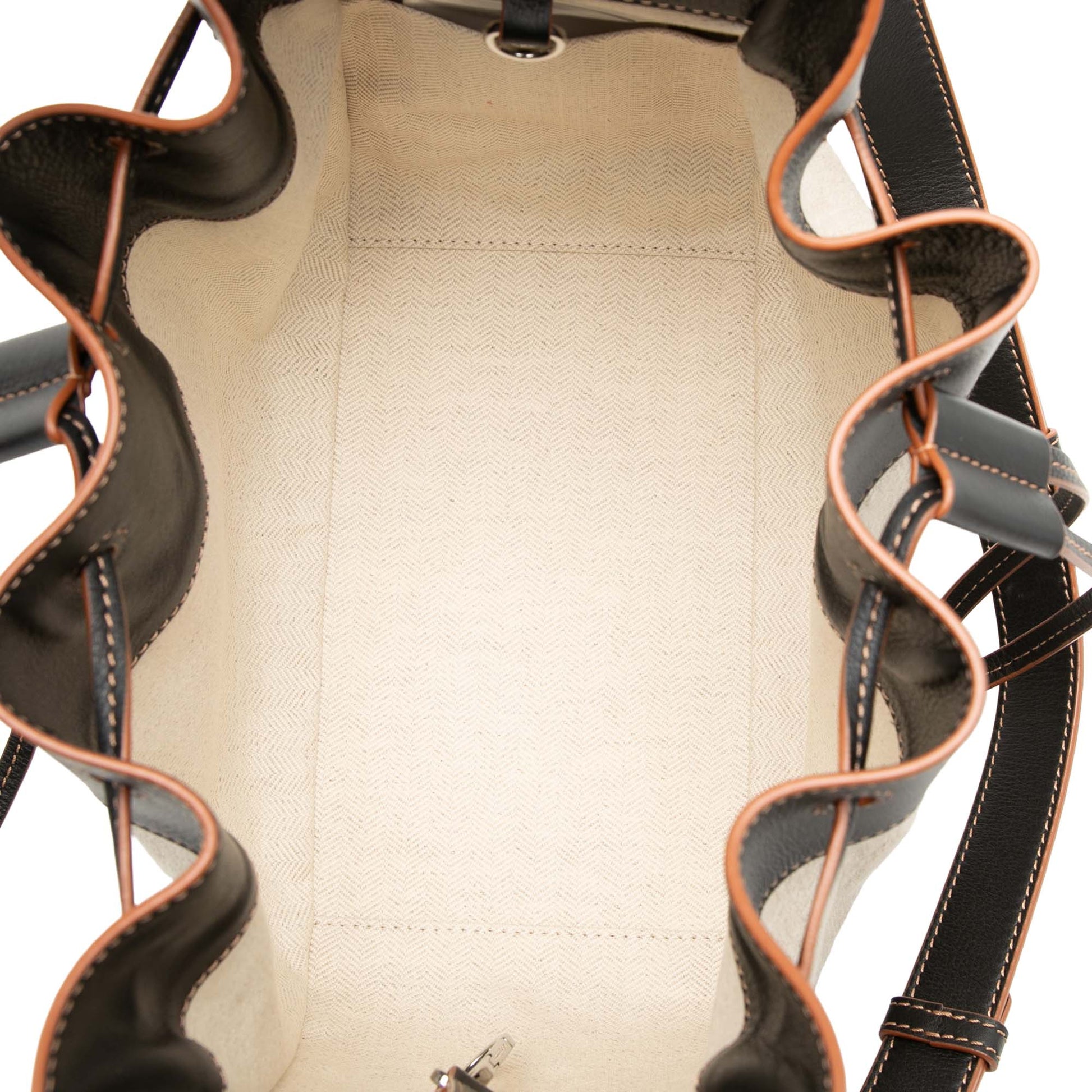LOEWE Small Leather and Canvas Hammock Bag