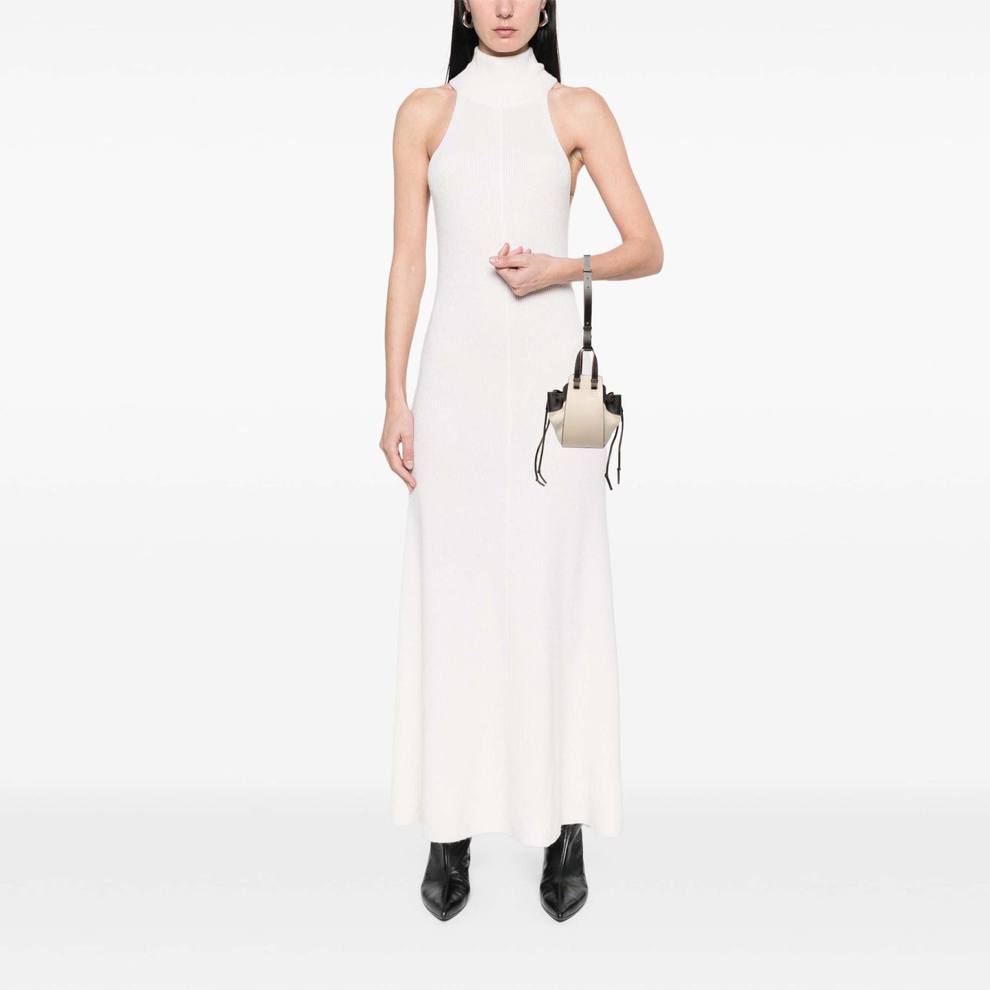 LOEWE Small Leather and Canvas Hammock Bag
