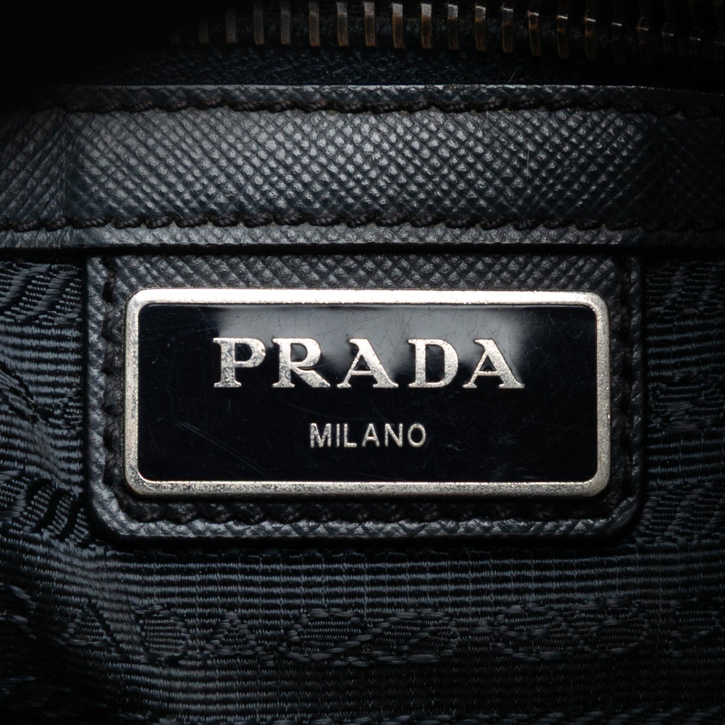 Prada Saffiano Trimmed Tessuto Zip Top Crossbody