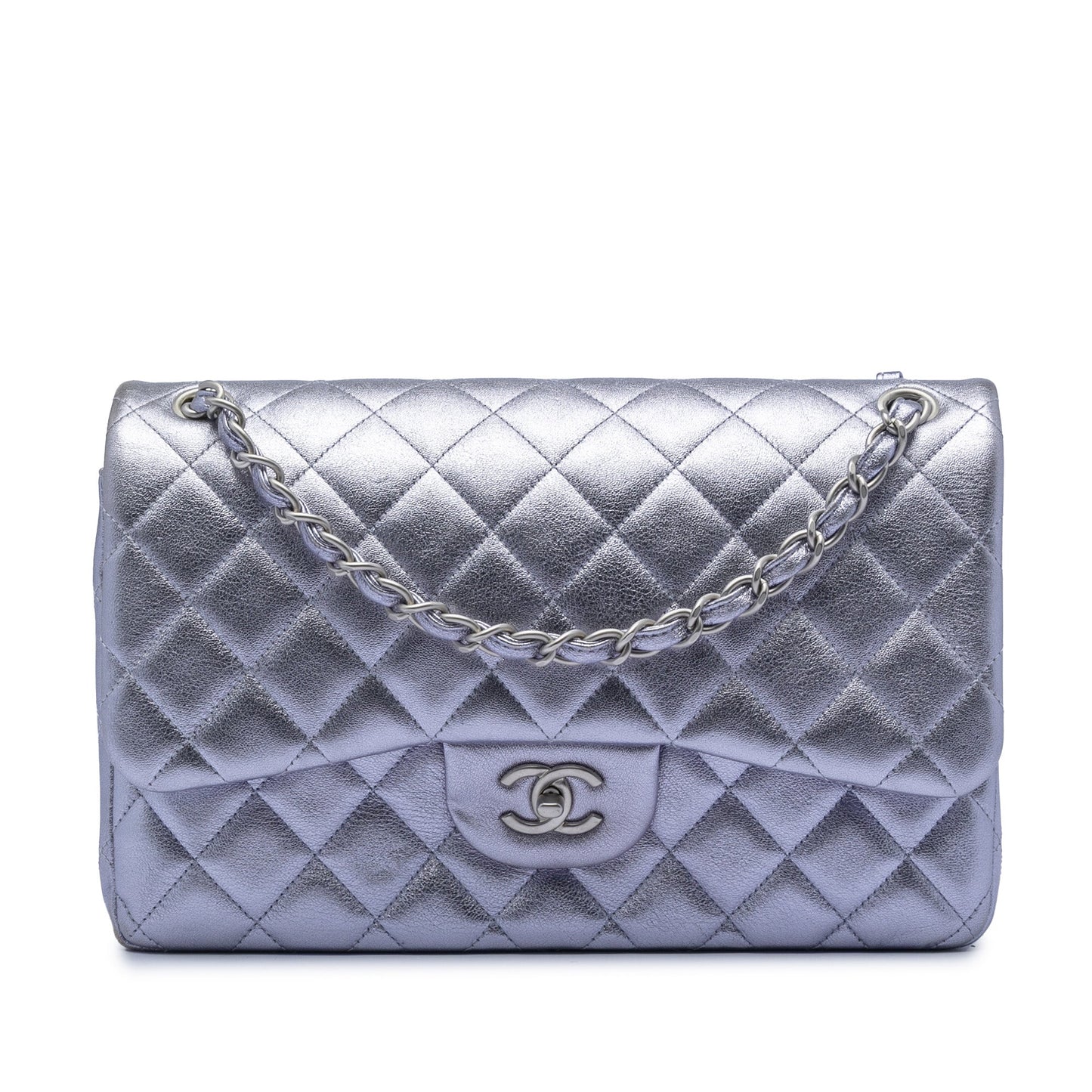Jumbo Classic Metallic Lambskin Double Flap