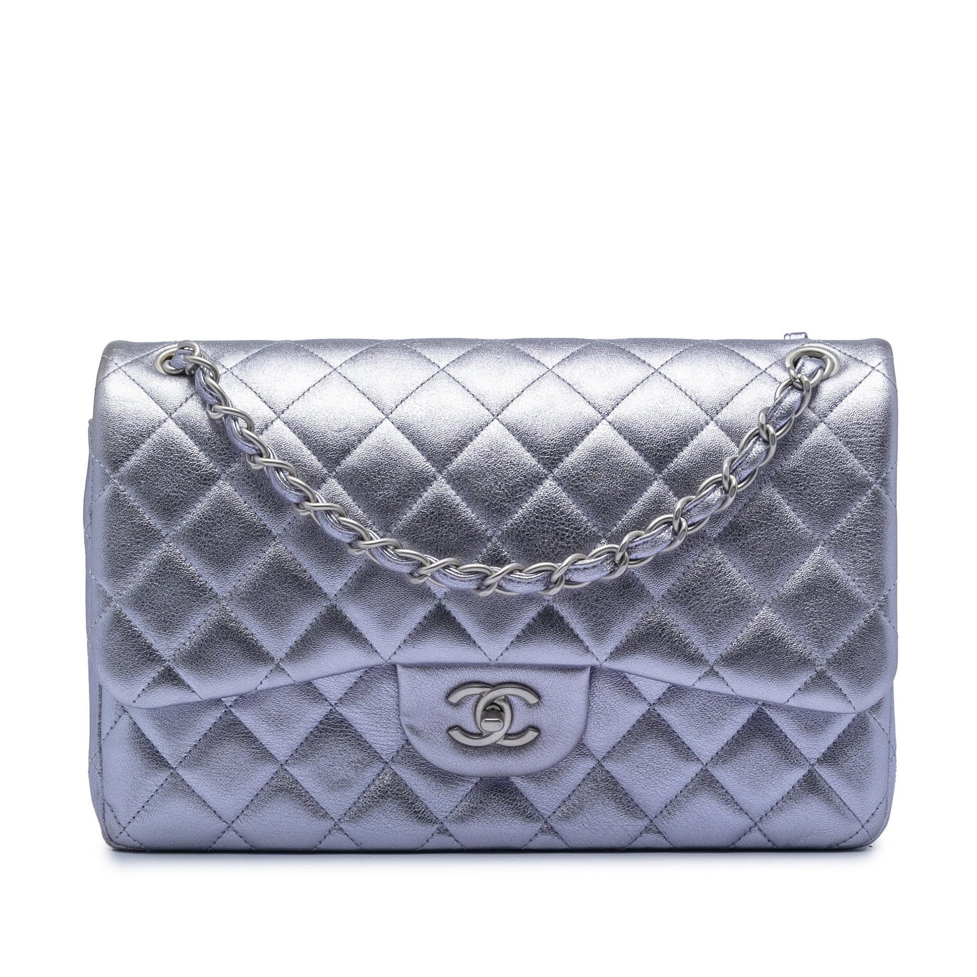 Jumbo Classic Metallic Lambskin Double Flap